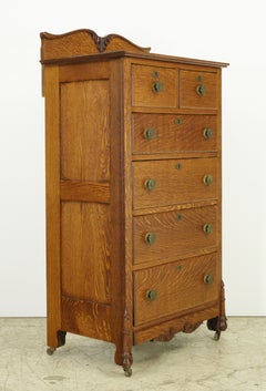 Restored Antique Oak 6 Drawer Lingerie Chest