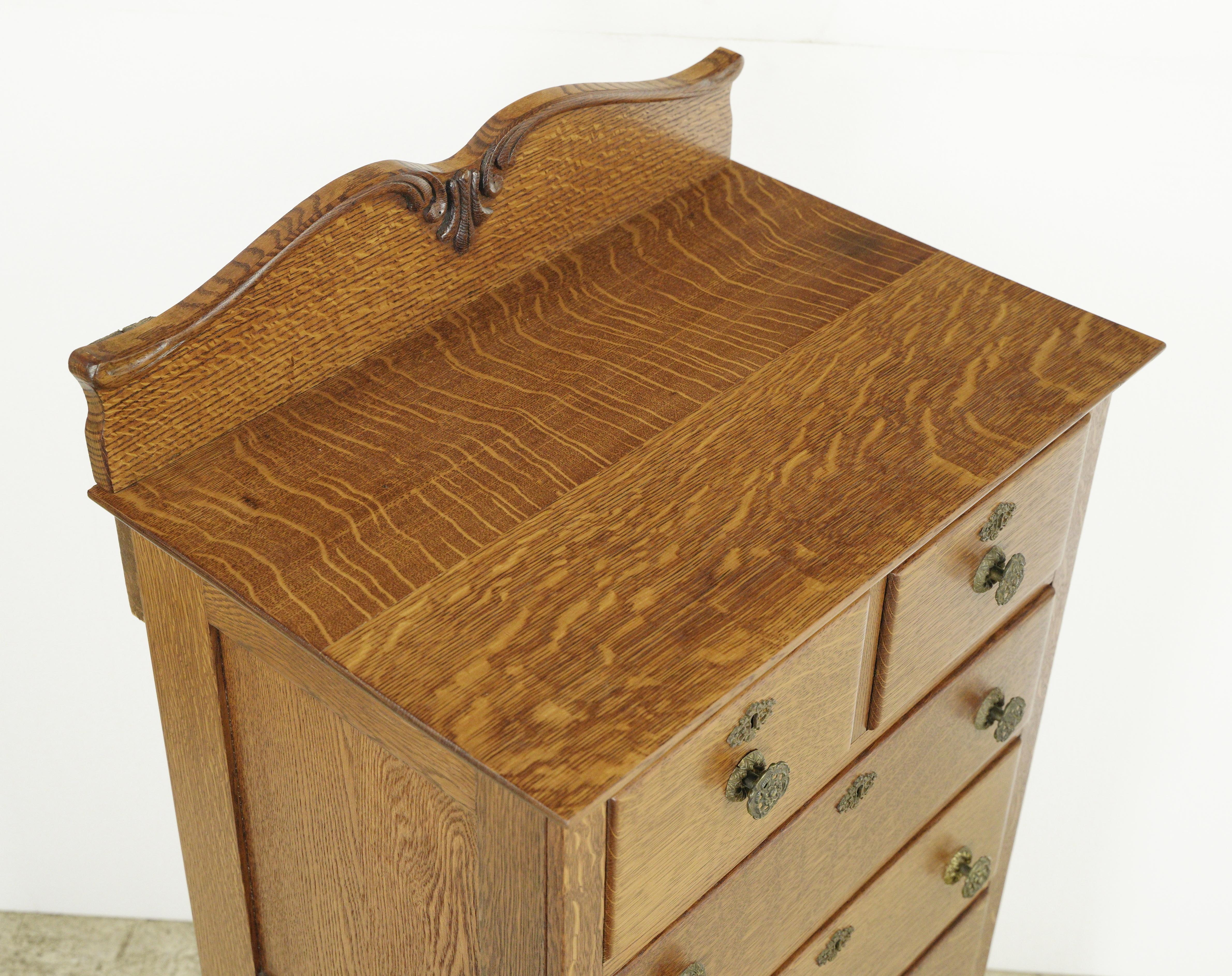 Victorian Restored Antique Oak 6 Drawer Lingerie Chest