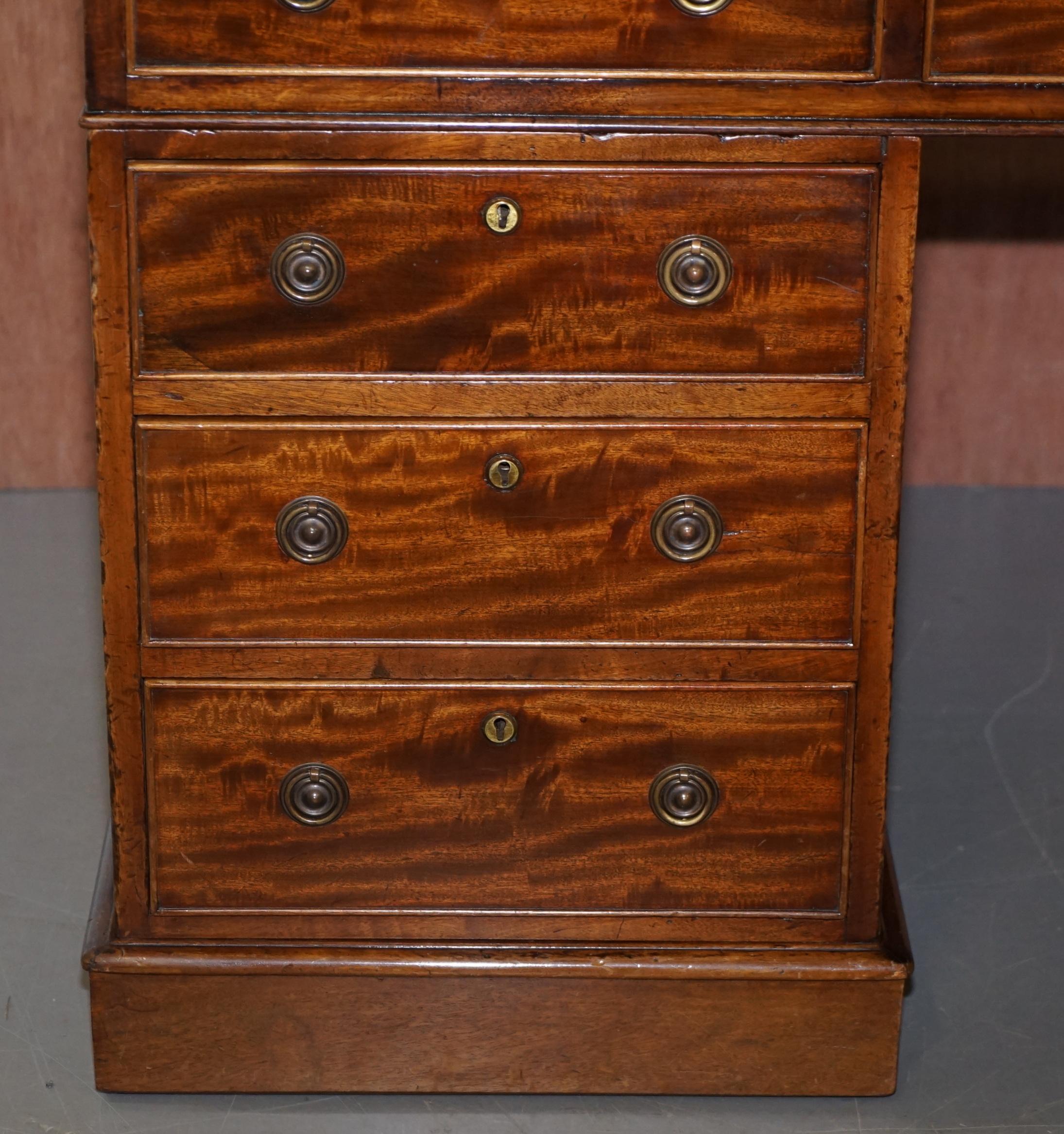 Restored Antique Regency circa 1810-1820 Hardwood Pedestal Desk Brown Leather 1