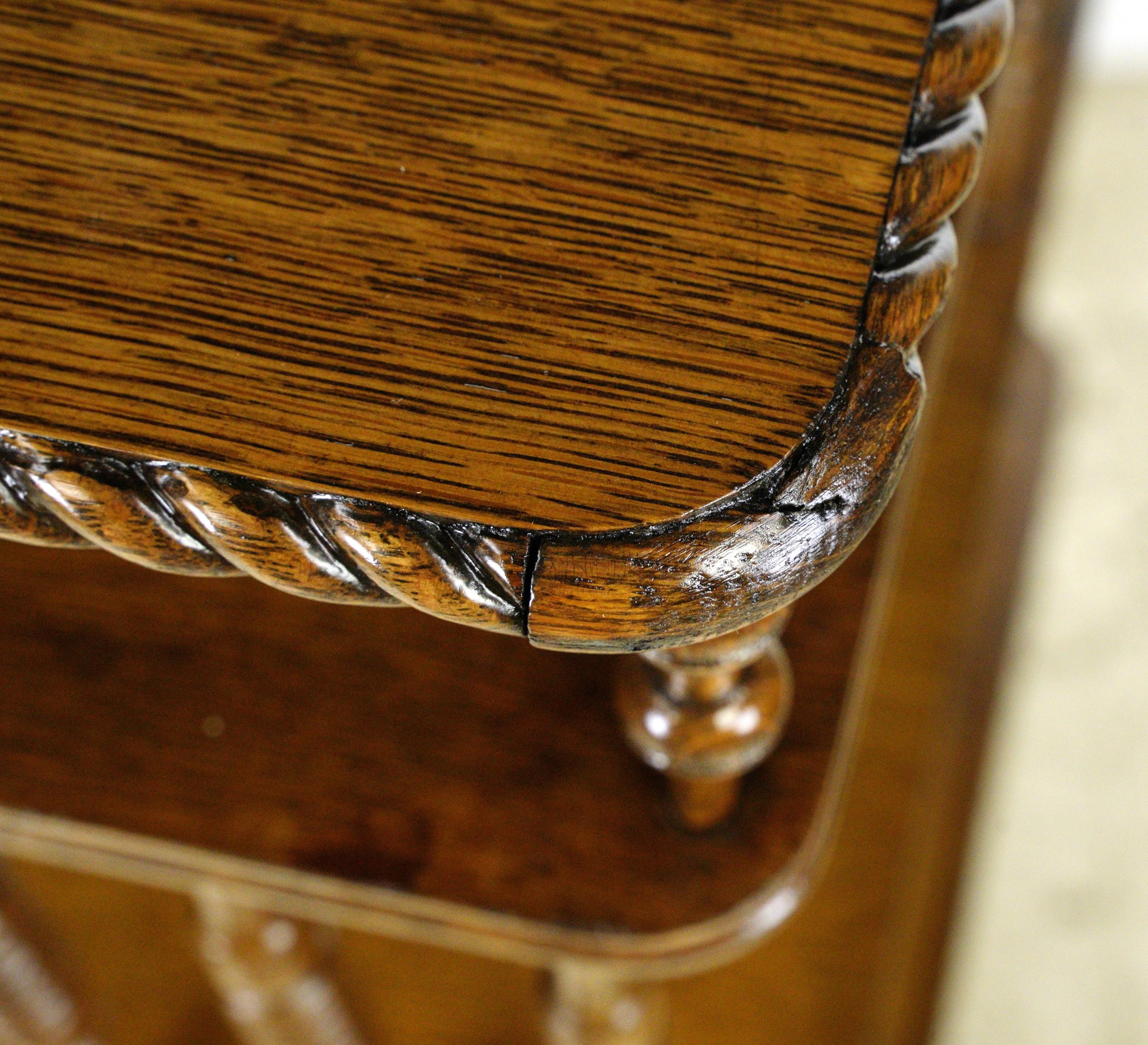 Restored Antique Spindle 3 Tier Revolving Oak Bookcase For Sale 3
