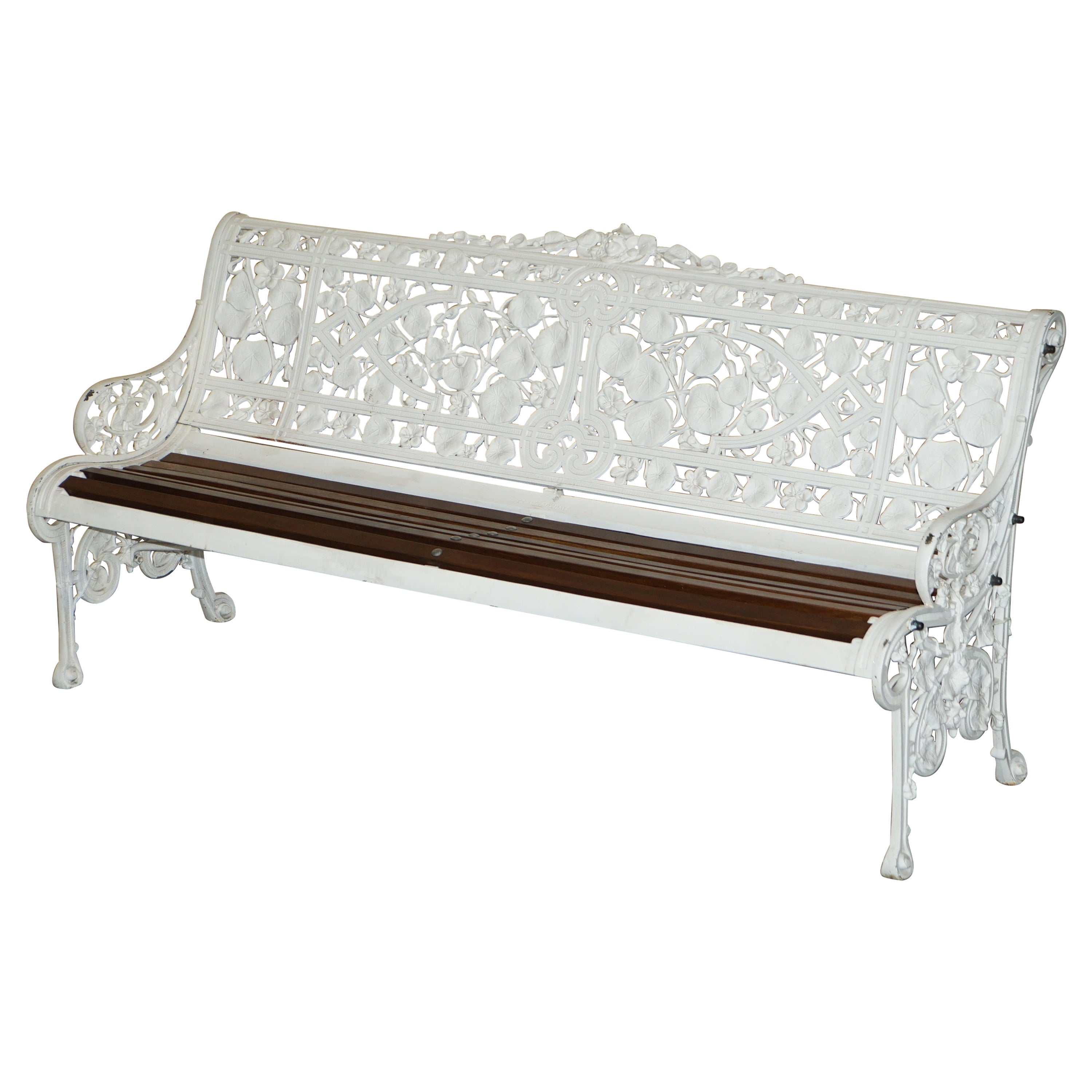 Restored Antique Victorian 1870 Coalbrookdale Nasturtium Pattern Garden Bench