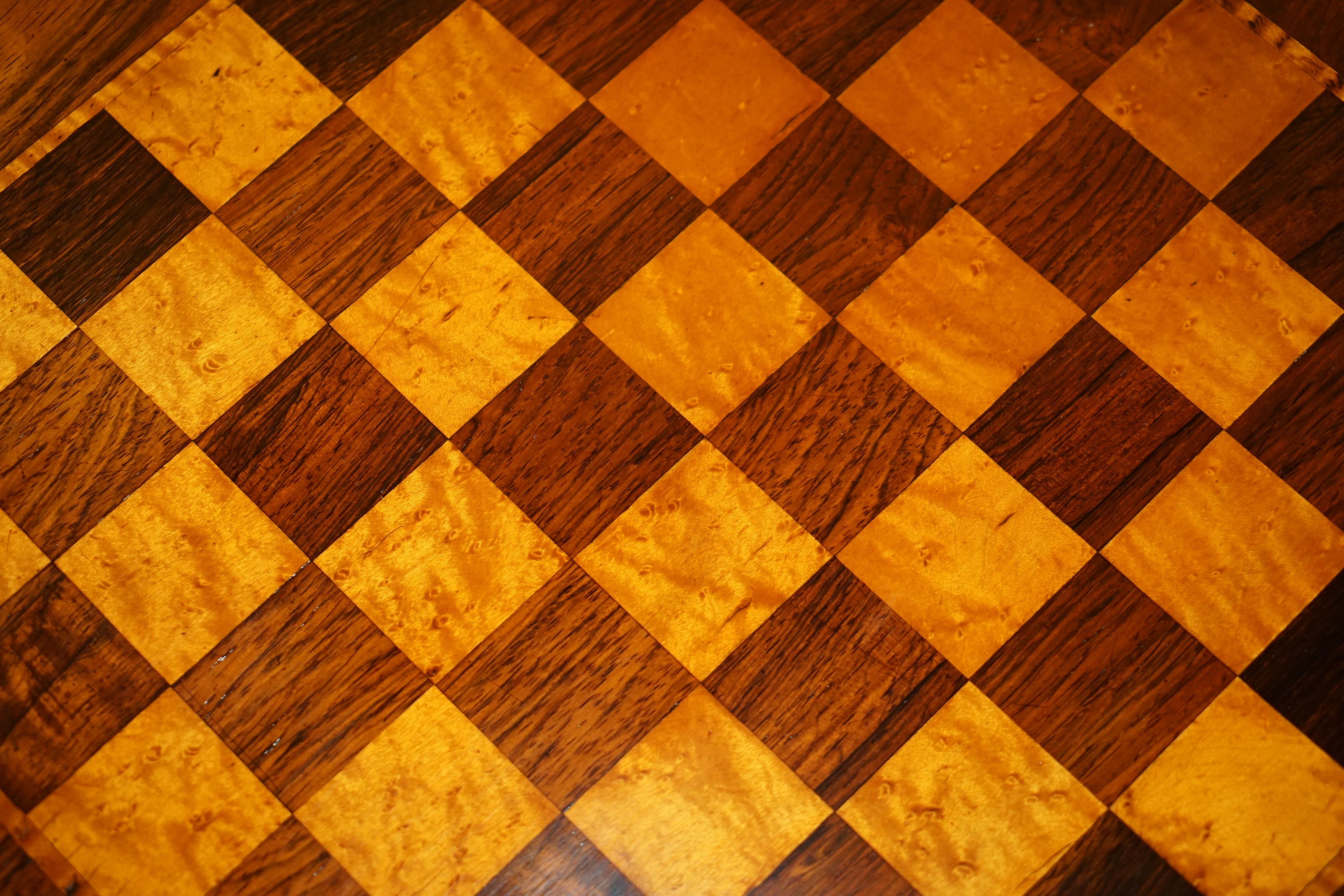 RESTORED ANTiQUE WILLIAM IV CIR 1830 HARDWOOD BURR WALNUT CHESSBOARD CHESS TABLE 2