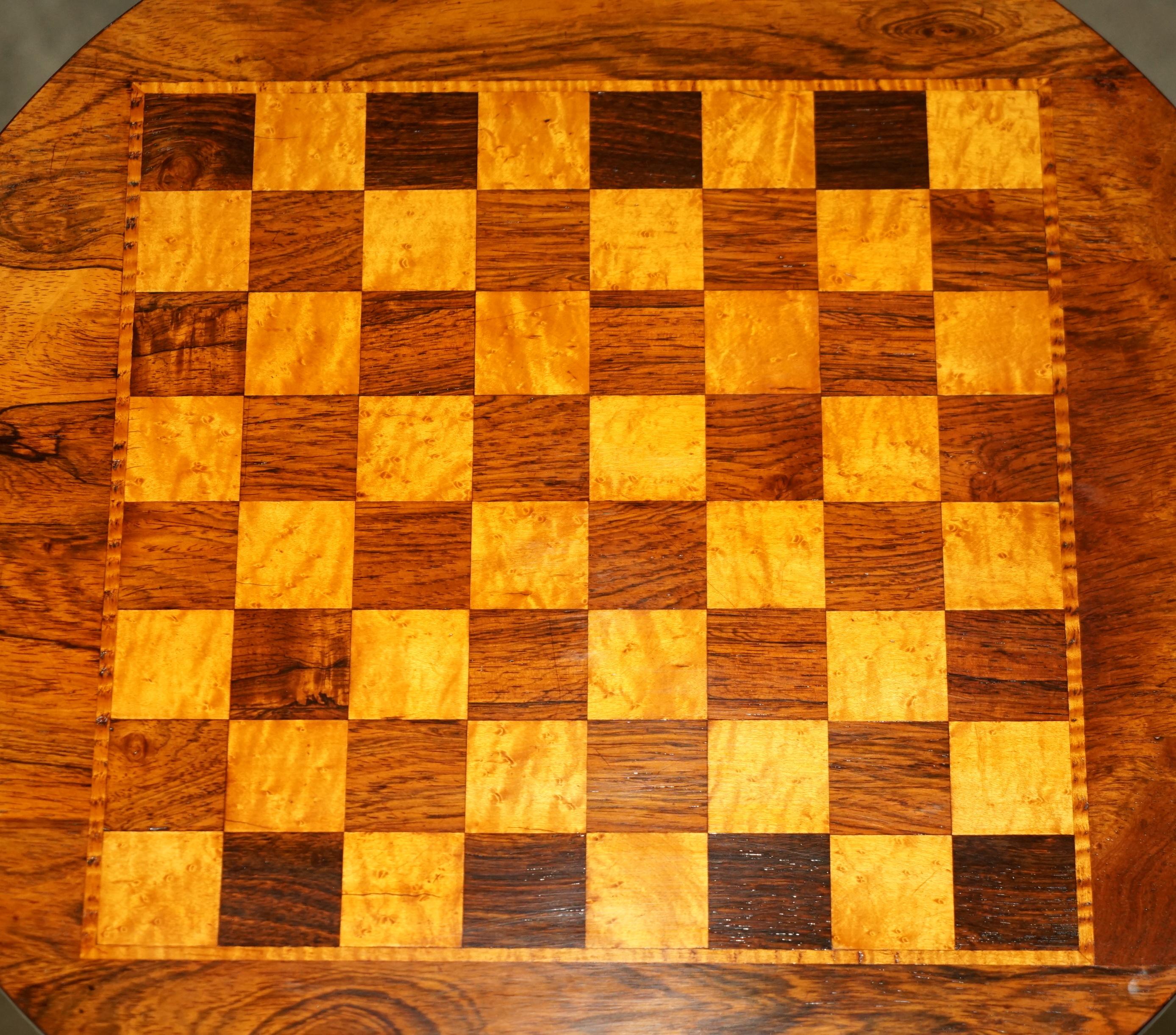 English RESTORED ANTiQUE WILLIAM IV CIR 1830 HARDWOOD BURR WALNUT CHESSBOARD CHESS TABLE