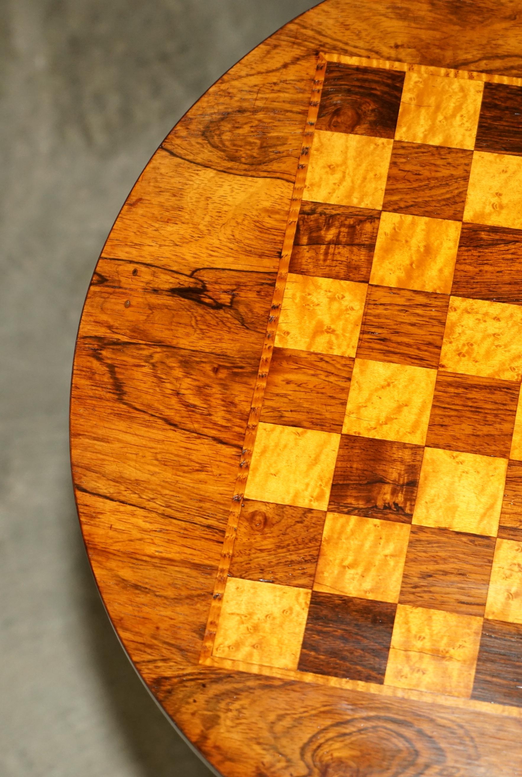 Hand-Crafted RESTORED ANTiQUE WILLIAM IV CIR 1830 HARDWOOD BURR WALNUT CHESSBOARD CHESS TABLE