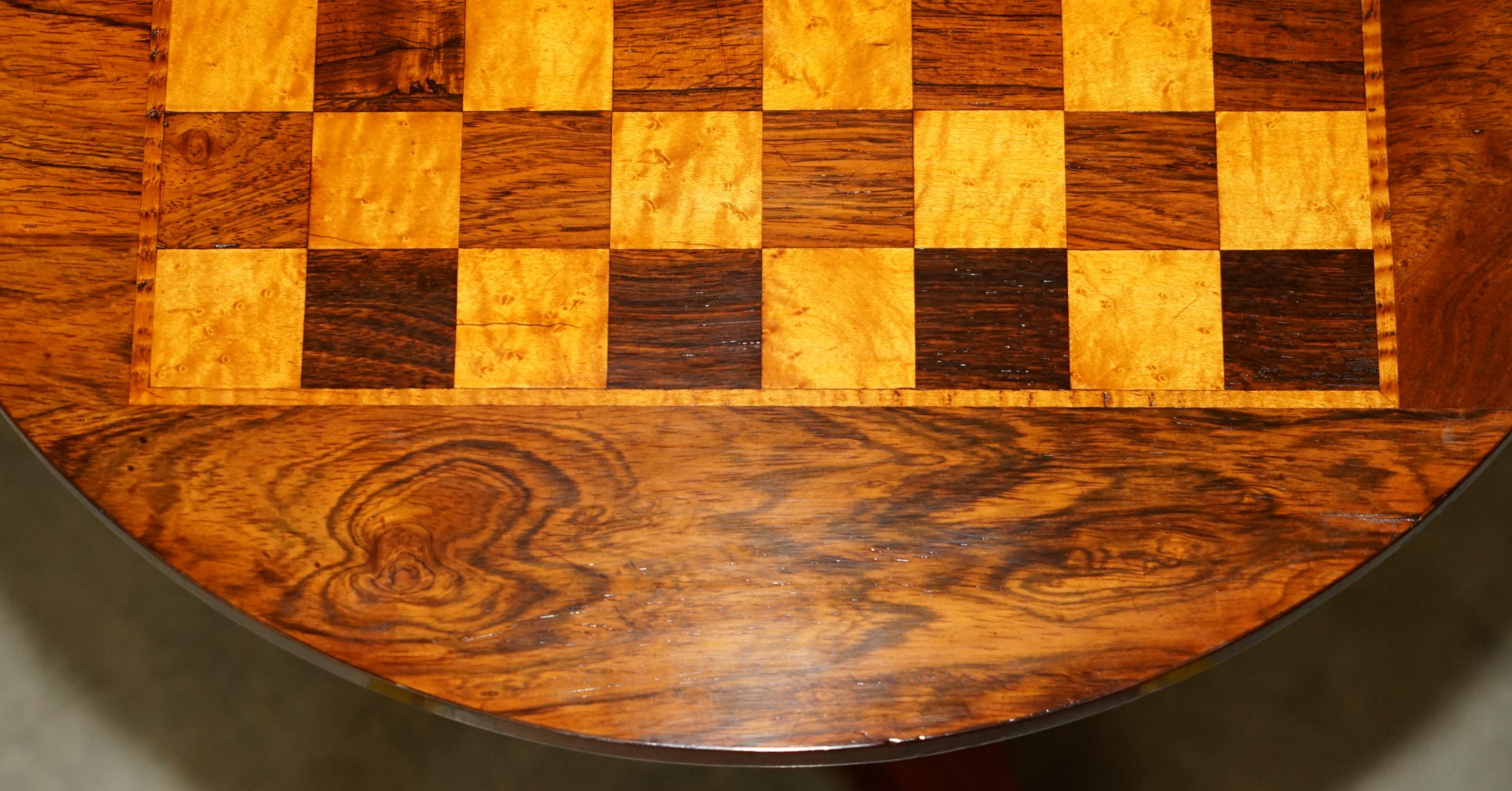Mid-19th Century RESTORED ANTiQUE WILLIAM IV CIR 1830 HARDWOOD BURR WALNUT CHESSBOARD CHESS TABLE