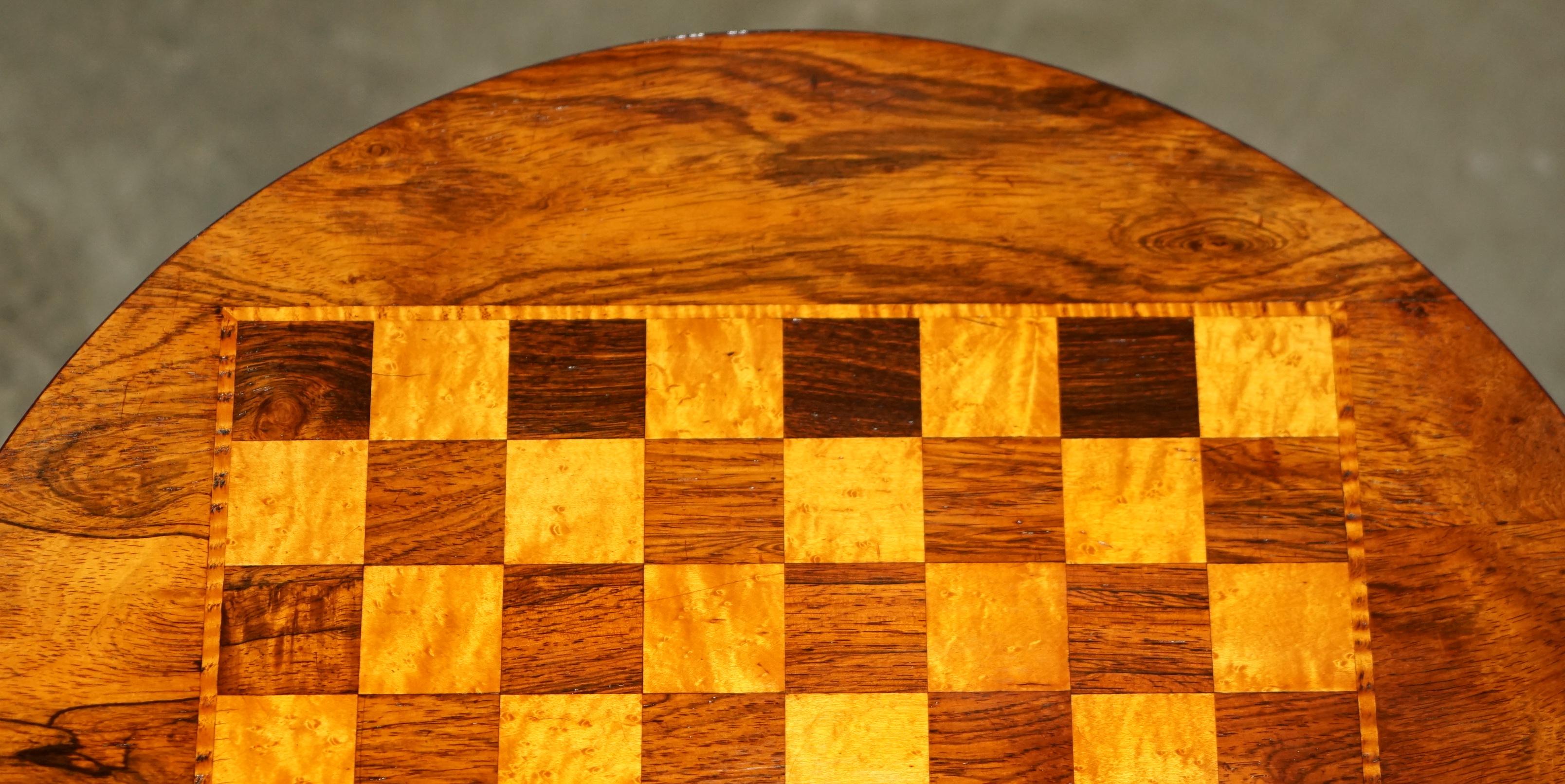 Hardwood RESTORED ANTiQUE WILLIAM IV CIR 1830 HARDWOOD BURR WALNUT CHESSBOARD CHESS TABLE