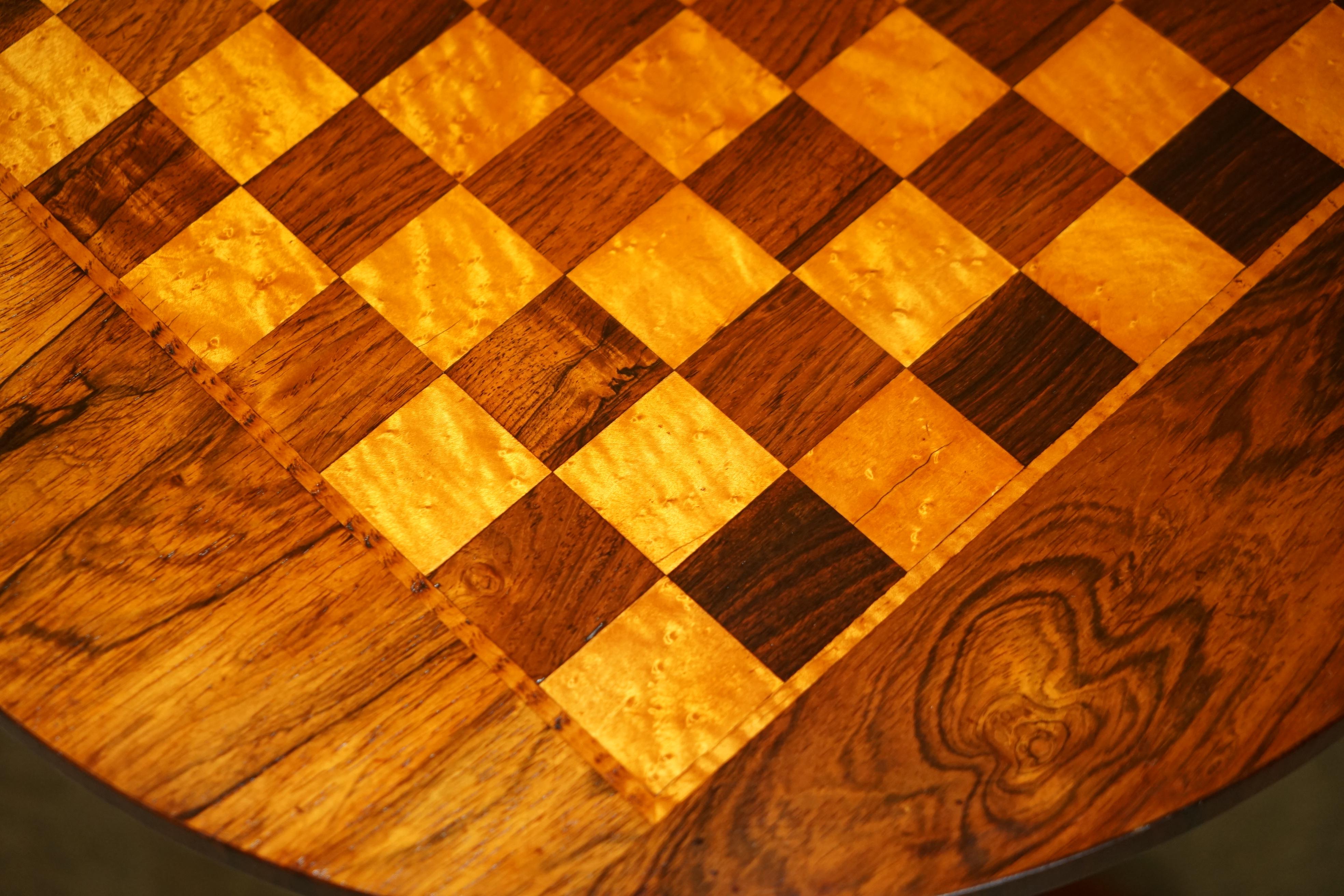RESTORED ANTiQUE WILLIAM IV CIR 1830 HARDWOOD BURR WALNUT CHESSBOARD CHESS TABLE 1