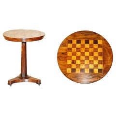 RESTORED ANTiQUE WILLIAM IV CIR 1830 HARDWOOD BURR WALNUT CHESSBOARD CHESS TABLE