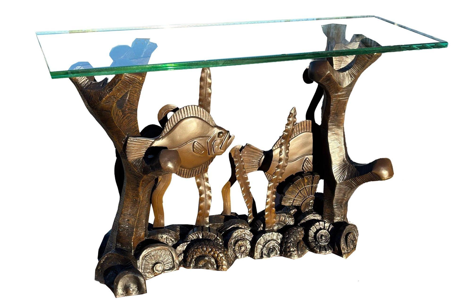 Restaurierter Konsolentisch aus Aquatischer Bronze von Phyllis Morris (amerikanisch) im Angebot