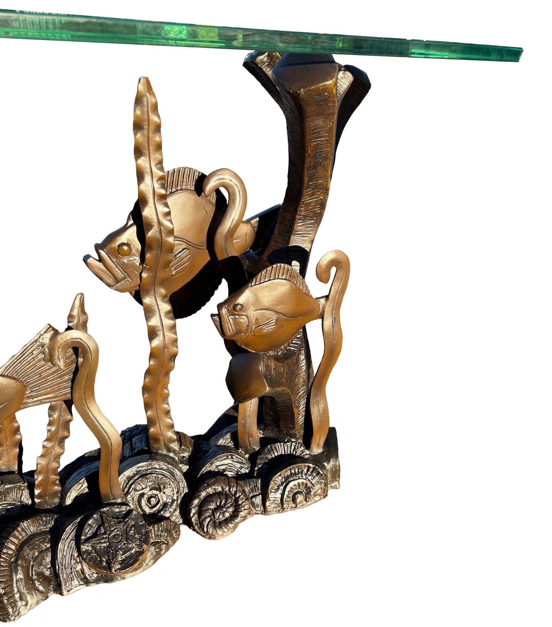 Restaurierter Konsolentisch aus Aquatischer Bronze von Phyllis Morris im Angebot 2