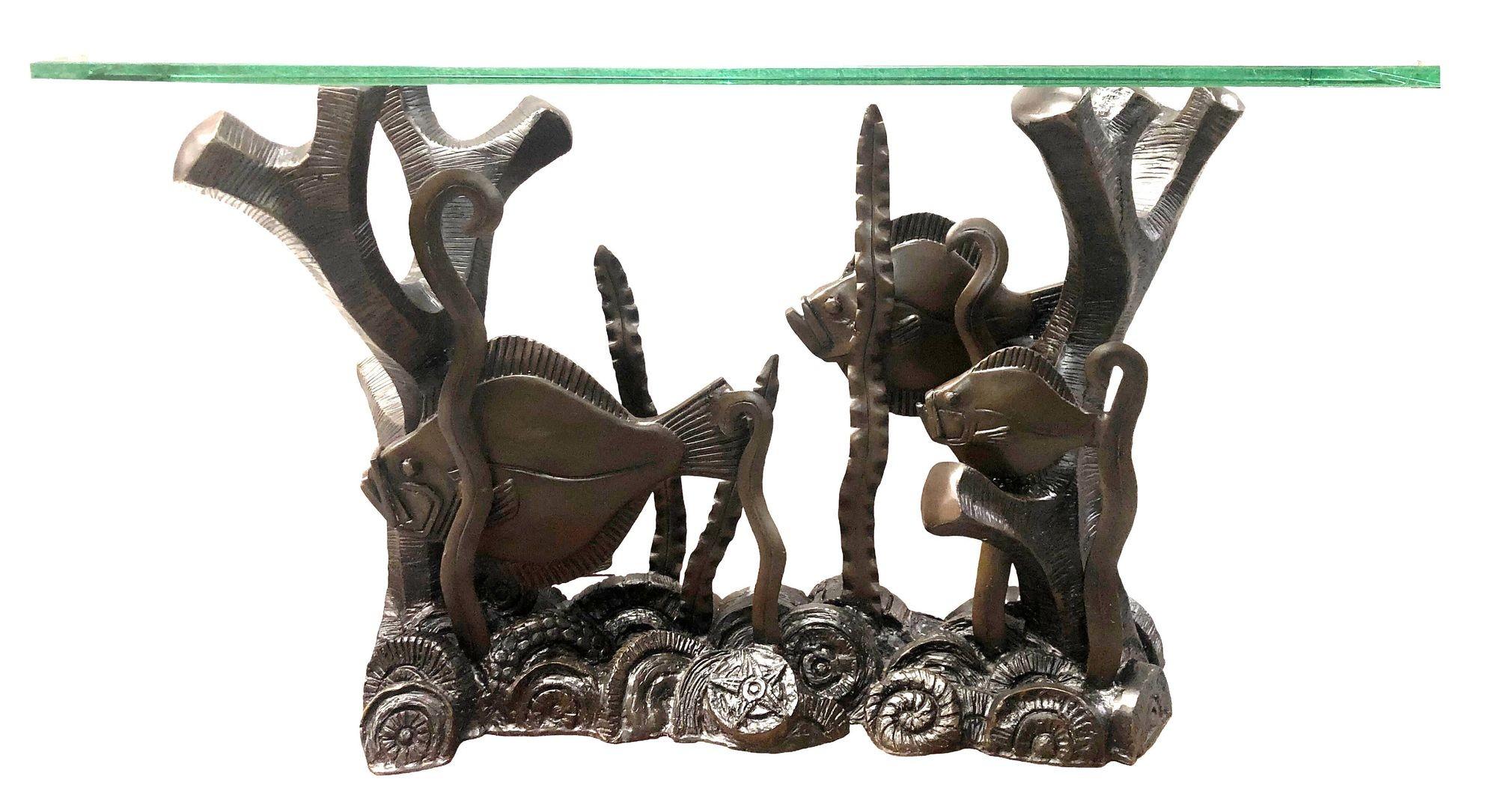 Restaurierter Konsolentisch aus Aquatischer Bronze von Phyllis Morris im Angebot 3