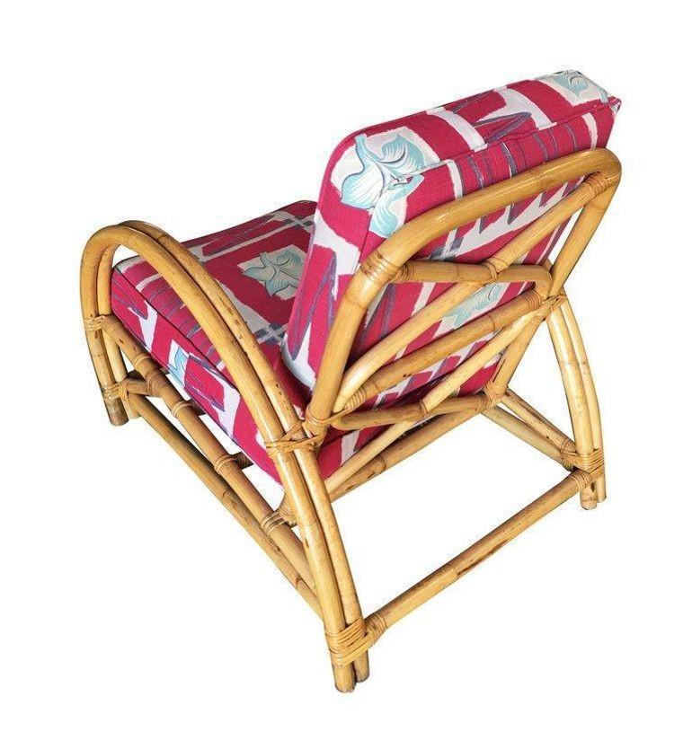 Américain Arche restaurée Chaise longue de luxe en rotin avec coussins en tissu d'écorce en vente