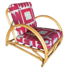 Restored Arch Deluxe Rattan Lounge Chair with Bark Cloth Cushions