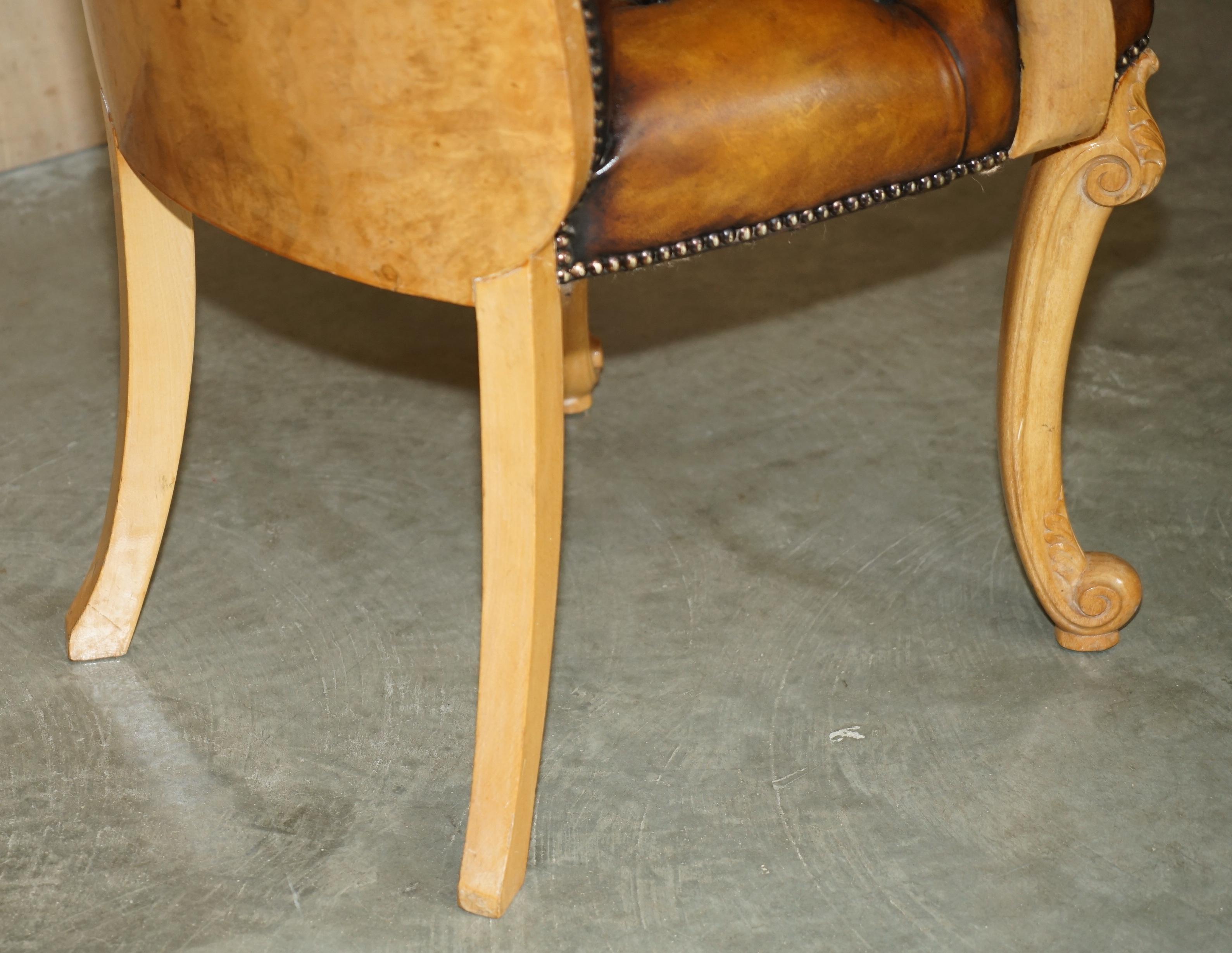 Chemise d'appoint ART déco rénovée des années 1920, en cuir marron brossé BURR WALNUT en vente 7