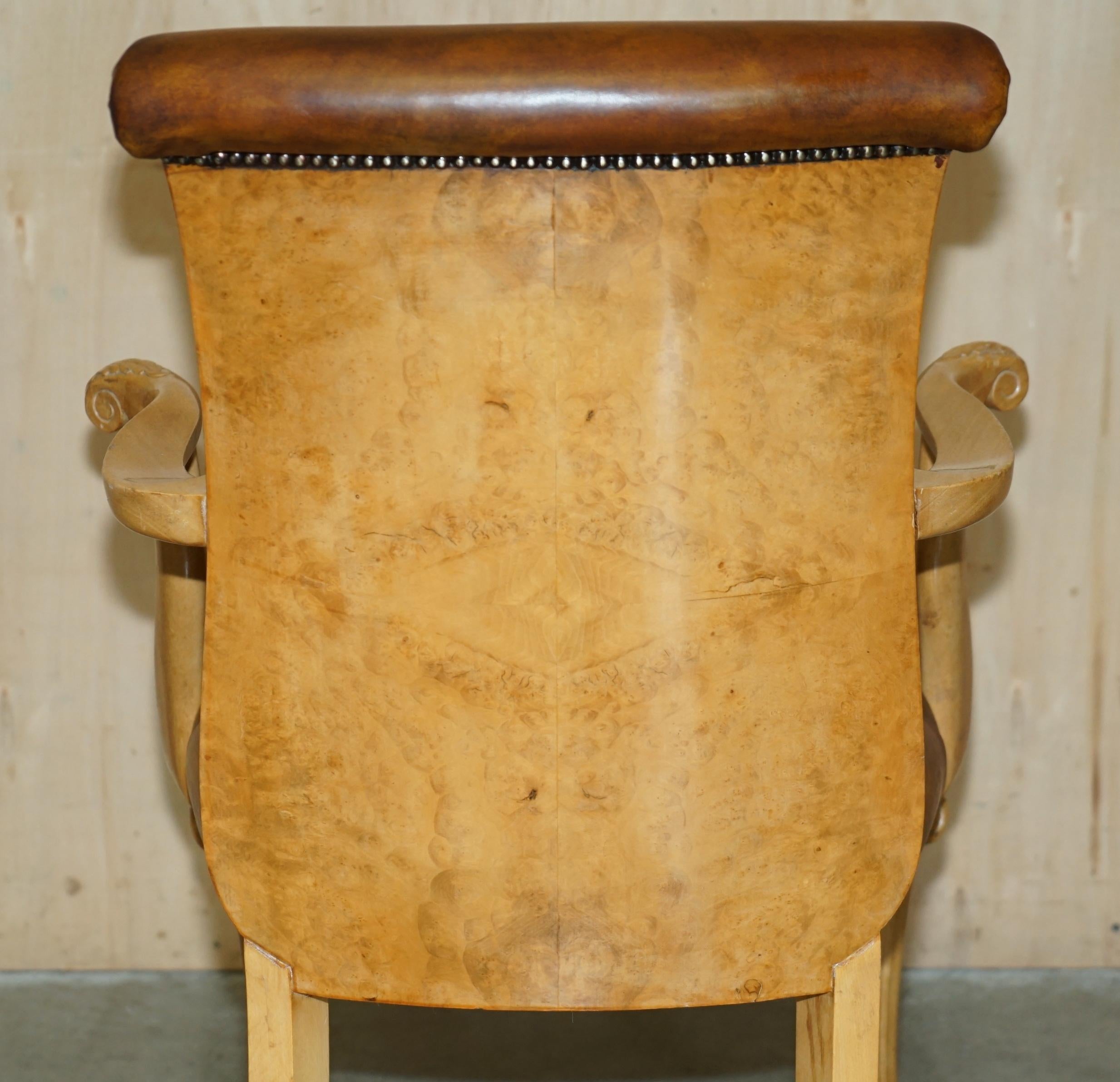 Chemise d'appoint ART déco rénovée des années 1920, en cuir marron brossé BURR WALNUT en vente 9
