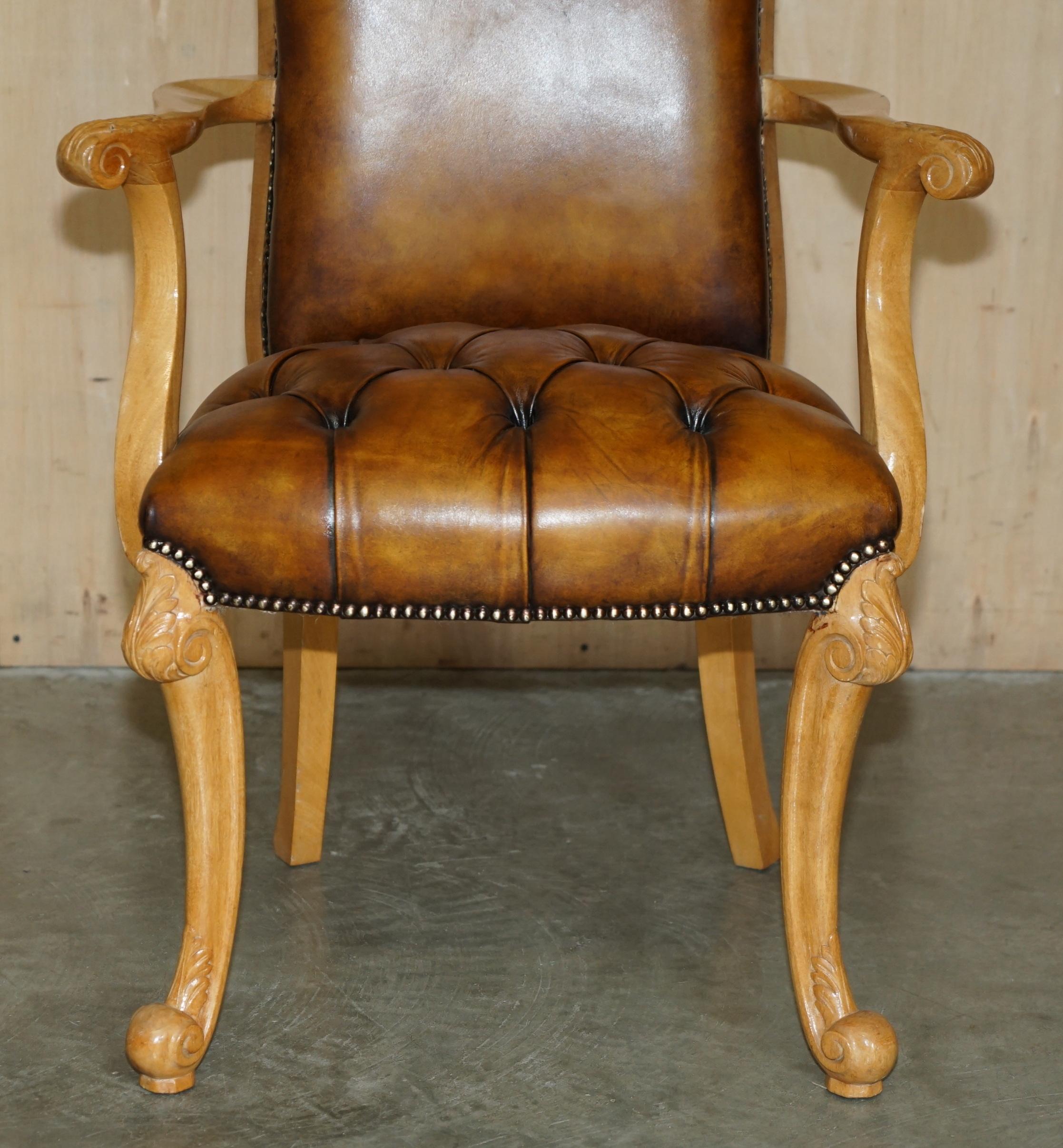 Cuir Chemise d'appoint ART déco rénovée des années 1920, en cuir marron brossé BURR WALNUT en vente