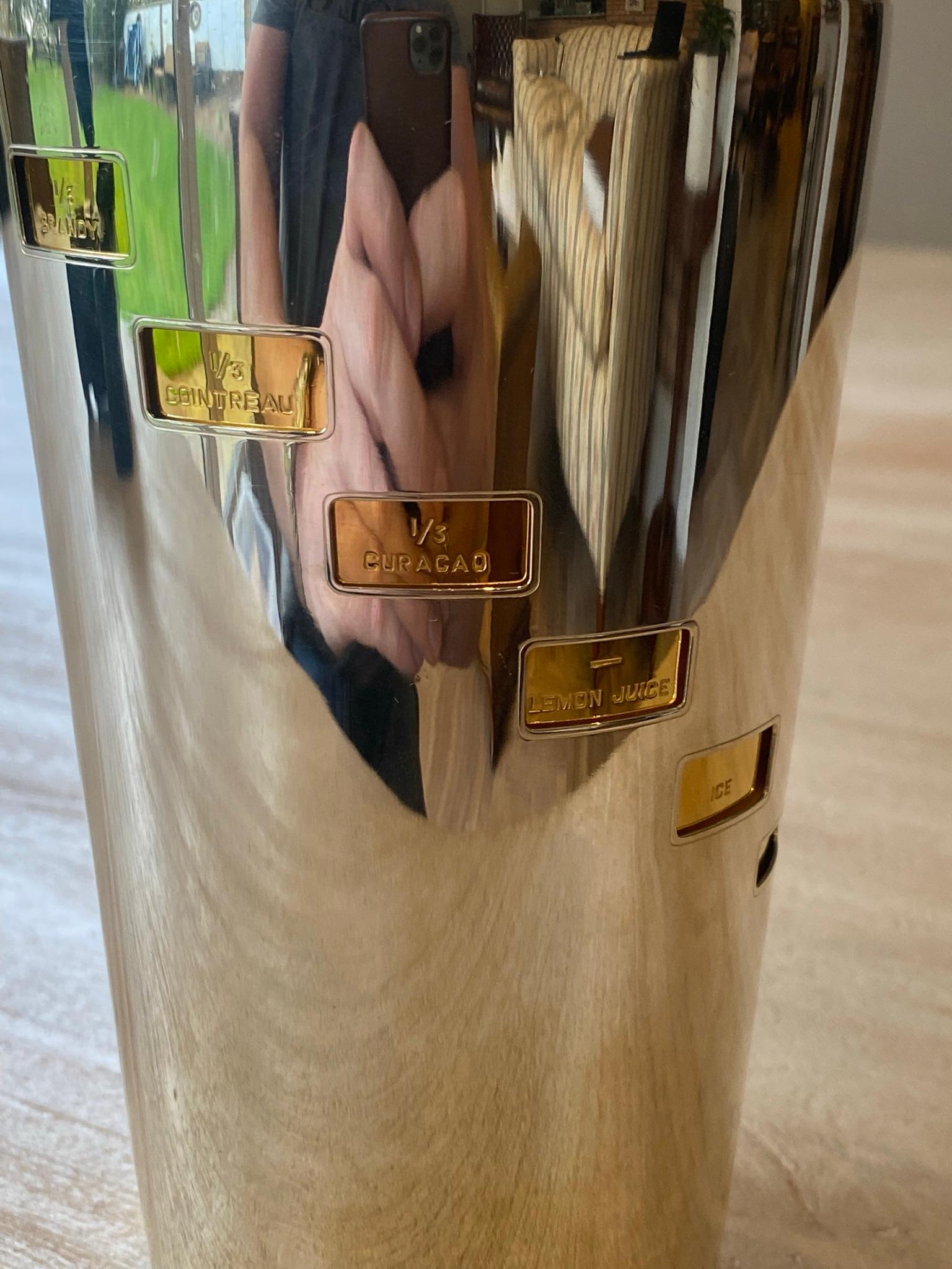 Restored Art Deco 1930's Napier Usa Silver Gold Gilt Tells-u-How Cocktail Shaker 1
