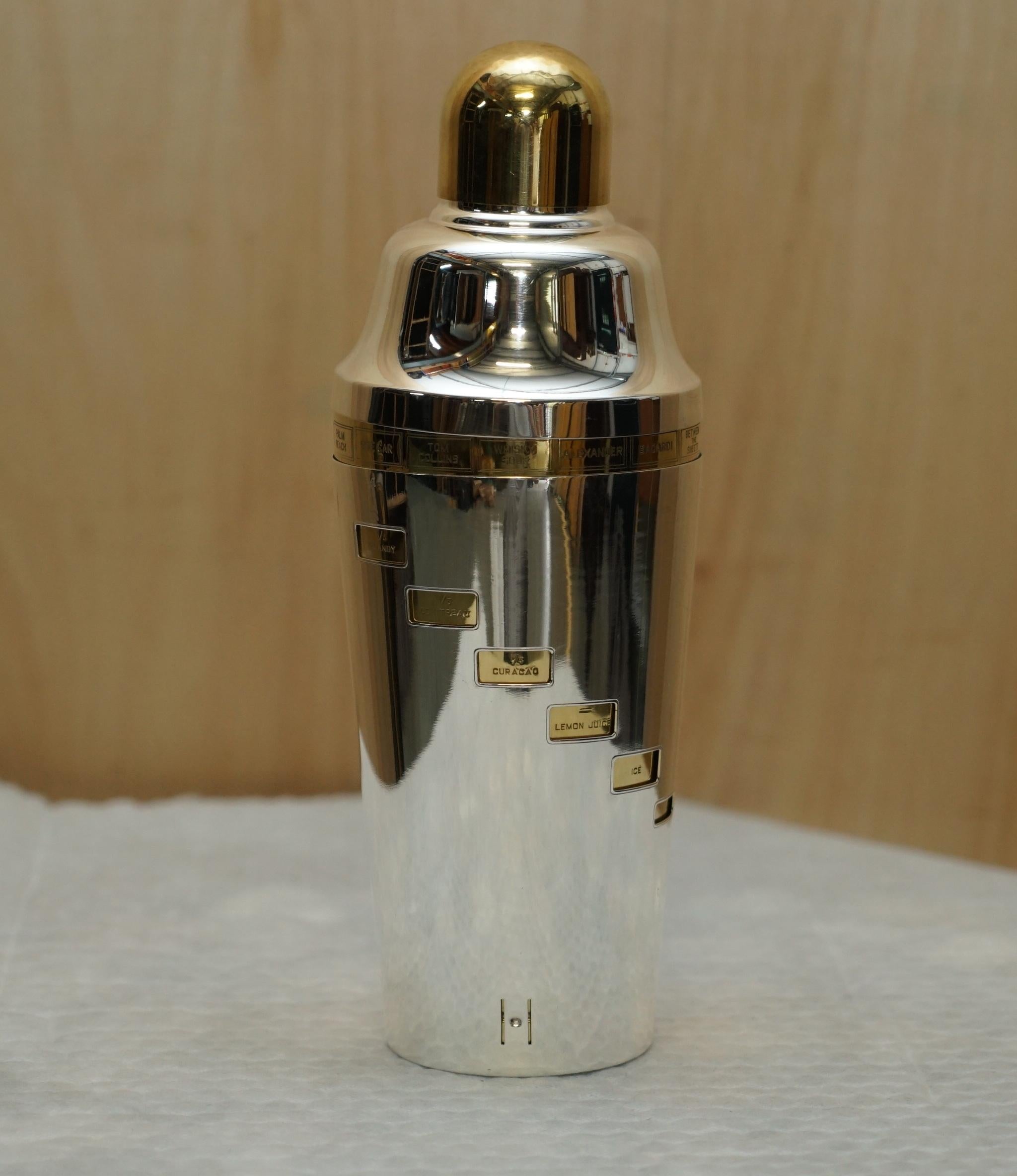 We are delighted to offer for sale this rather lovely, fully restored 1930’s Art Deco Napier US made “Tells you how” cocktail shaker making 15 cocktails. 

This is pretty much the finest example in the world you will ever see of this cocktail