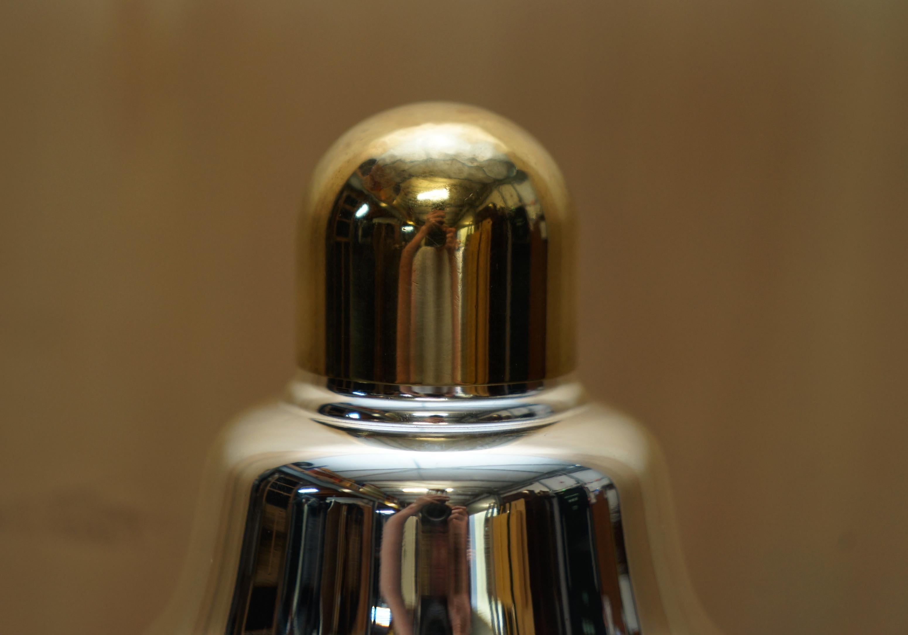 American Restored Art Deco 1930's Napier Usa Silver Gold Gilt Tells-u-how Cocktail Shaker
