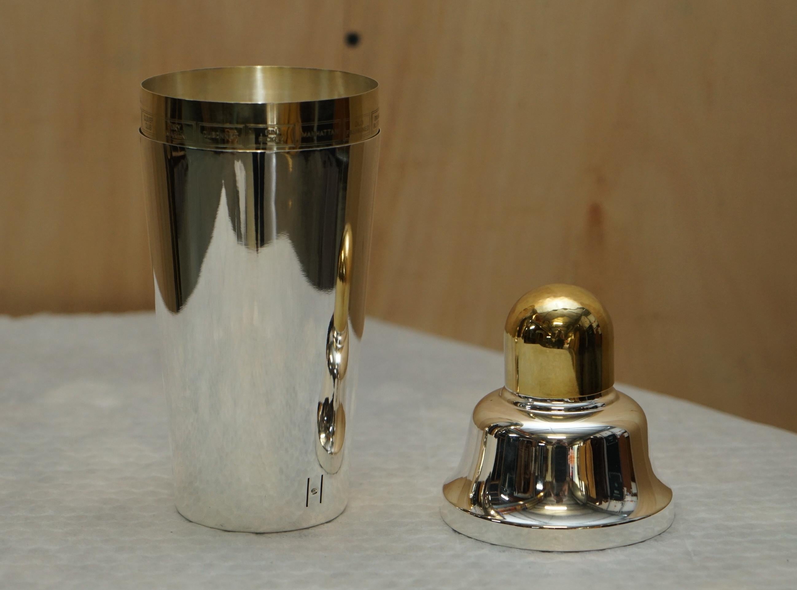 Restored Art Deco 1930's Napier Usa Silver Gold Gilt Tells-u-how Cocktail Shaker 2