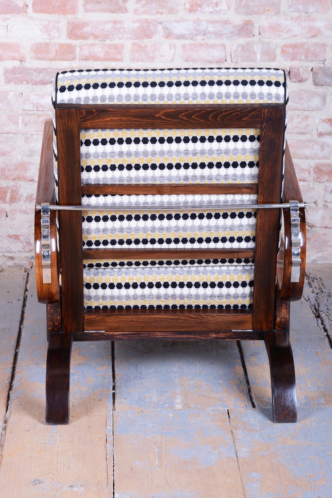 Fauteuil réglable Art déco restauré, par J. Halabala, UP Závody, République tchèque. 1920s en vente 1