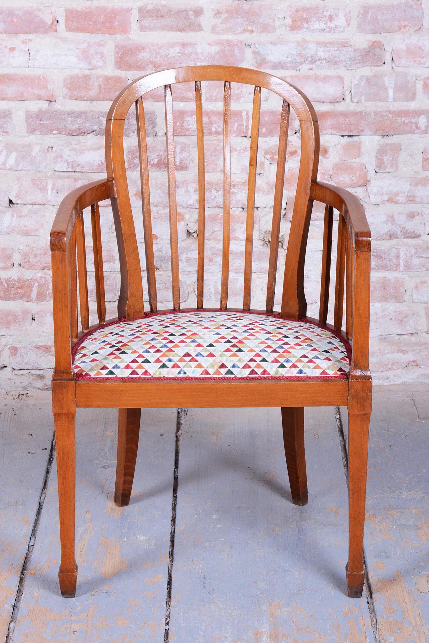 Sillón Art Decó Restaurado, Haya, Pulido Reavivado, Retapizado, Francia, Años 30 Checo en venta