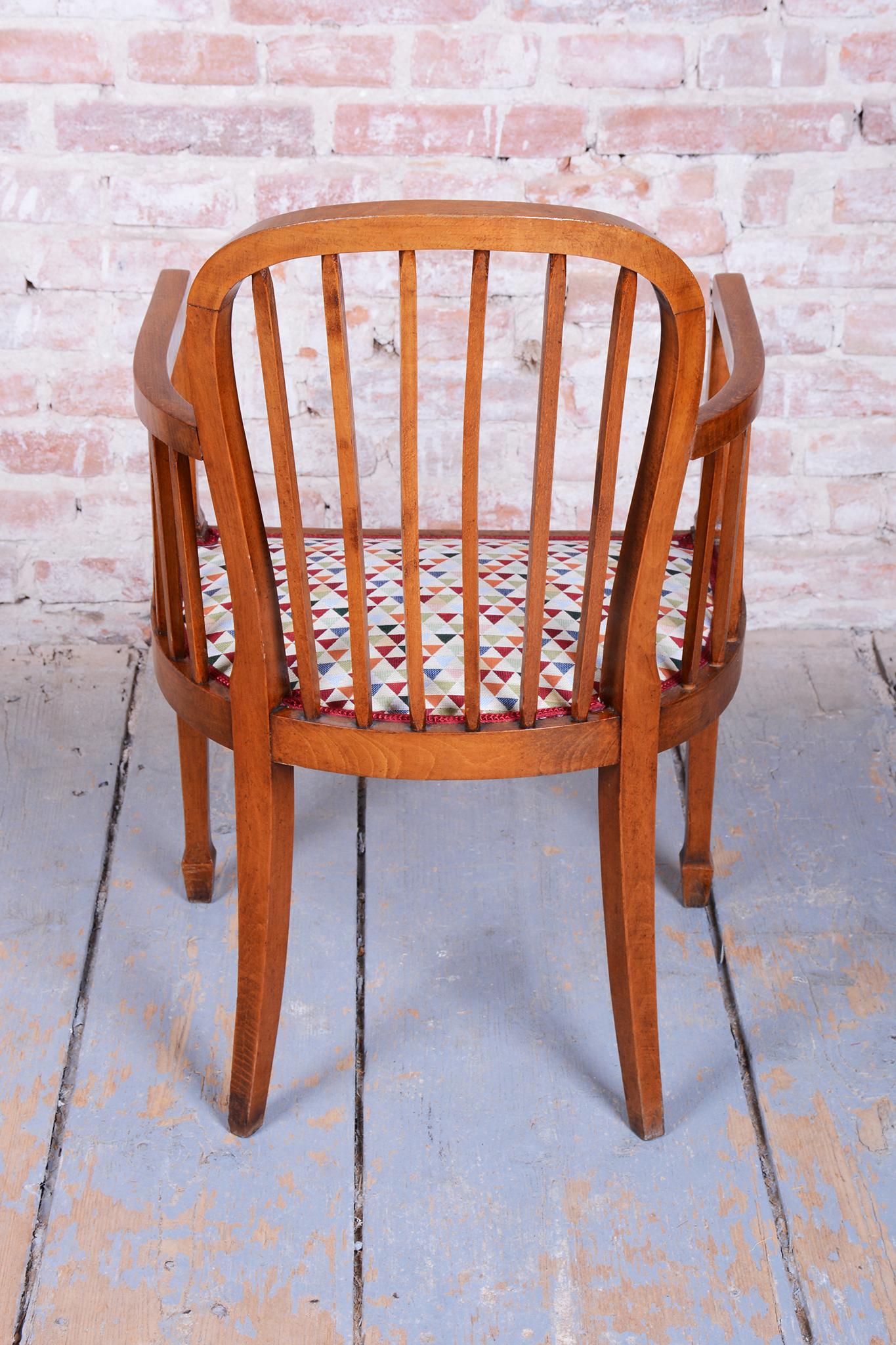 Sillón Art Decó Restaurado, Haya, Pulido Reavivado, Retapizado, Francia, Años 30 mediados del siglo XX en venta
