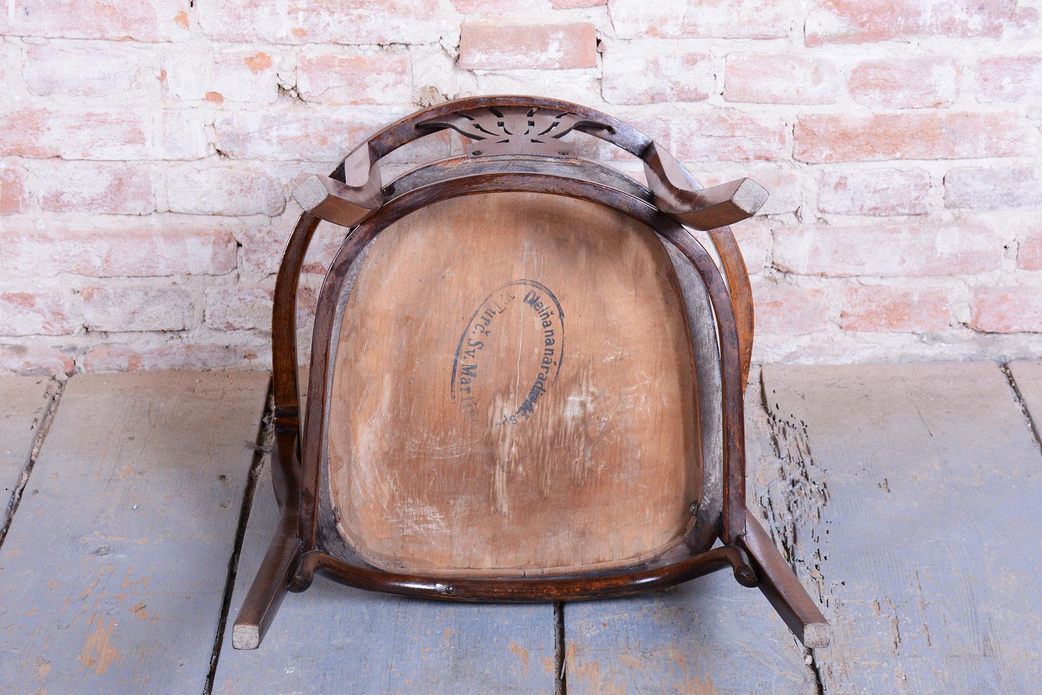 Fauteuil Art Déco restauré, par Fischel, Beeche, Polonais ravivé, Slovaquie, années 1900 en vente 3