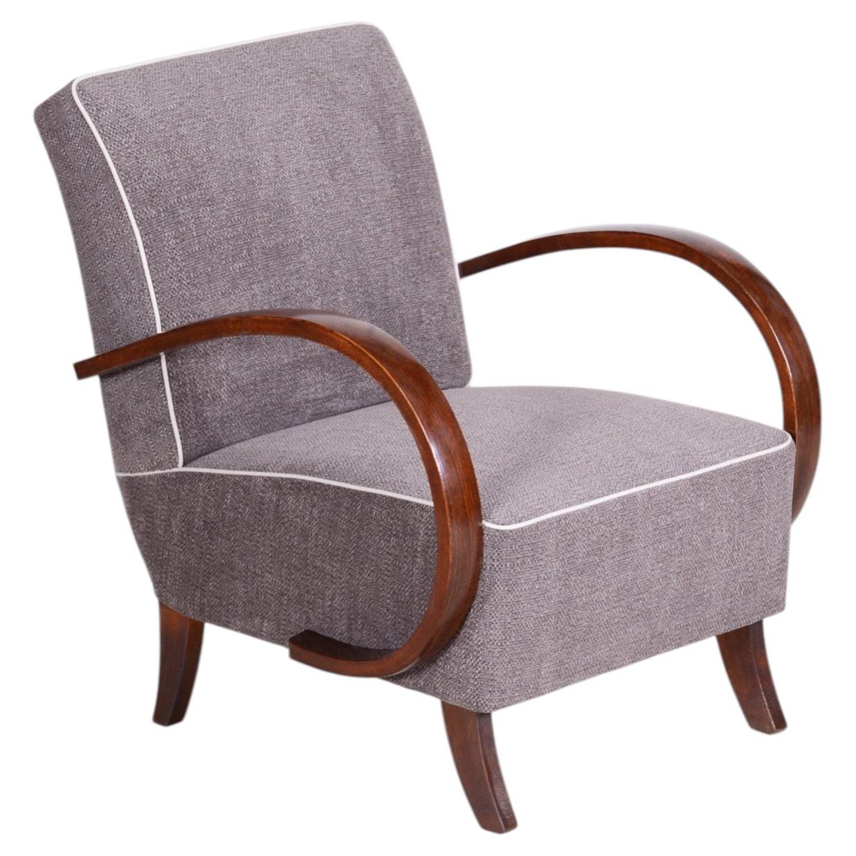 Restored Art Deco Armchair, by J. Halabala for UP Zavody, Beech, Czech, 1930s For Sale