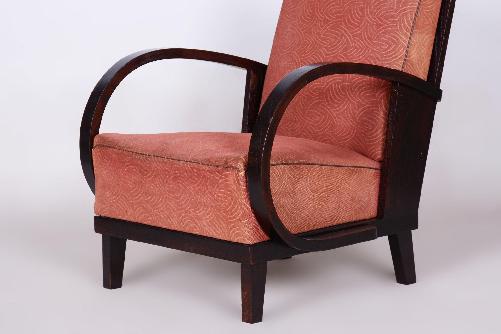 Art déco Fauteuil Art Déco restauré,  par Jindrich Halabala, UP Zavody, Tchèque, années 1930 en vente