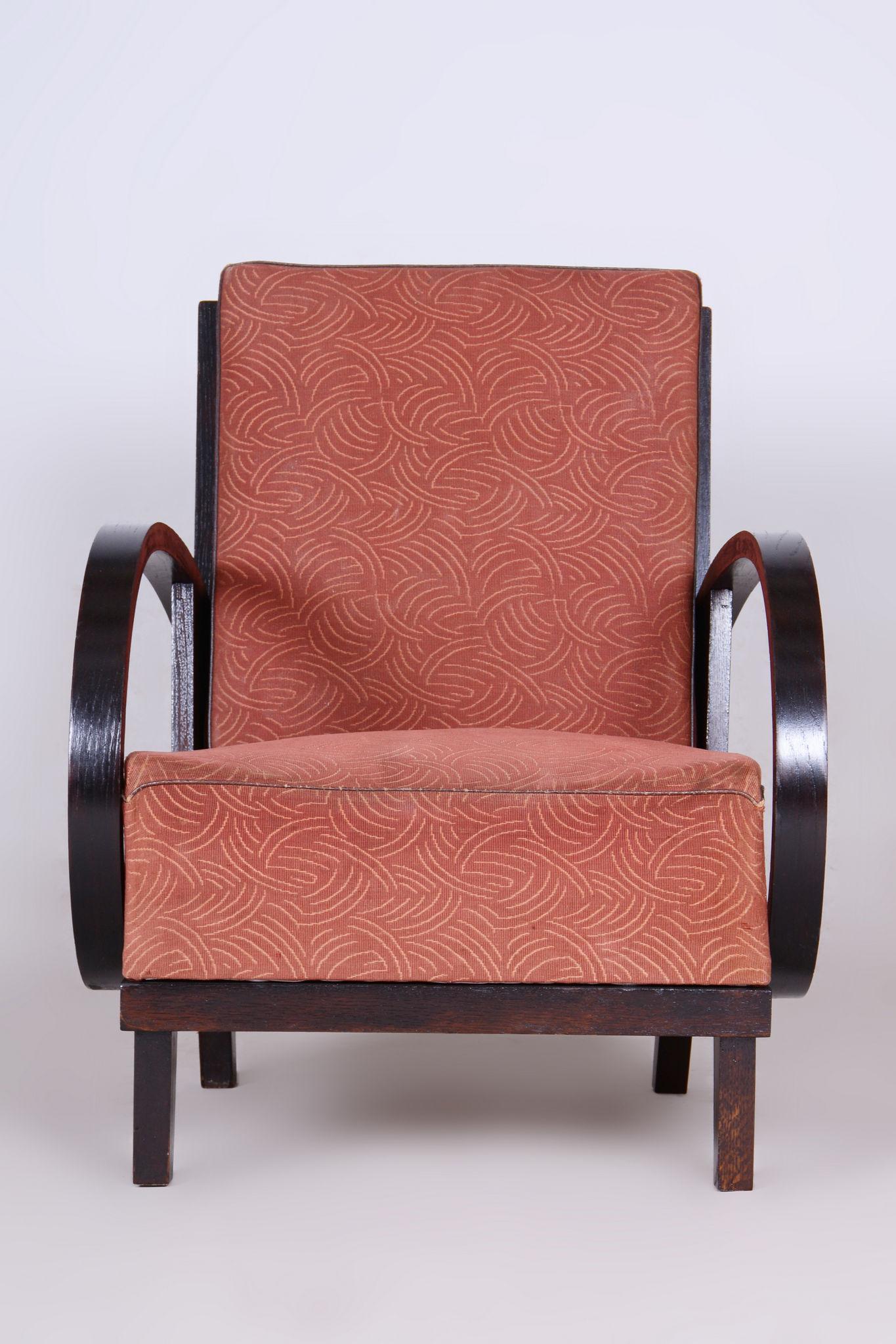 Fauteuil Art Déco restauré,  par Jindrich Halabala, UP Zavody, Tchèque, années 1930 en vente 1