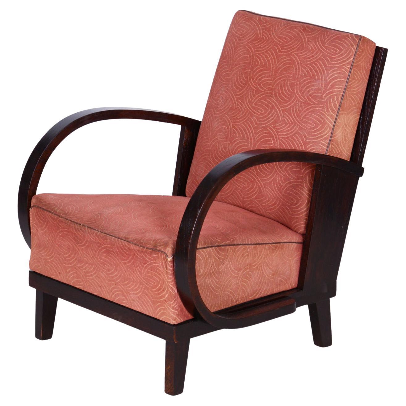 Restored Art Deco Armchair,  by Jindrich Halabala, UP Zavody, Czech, 1930s
