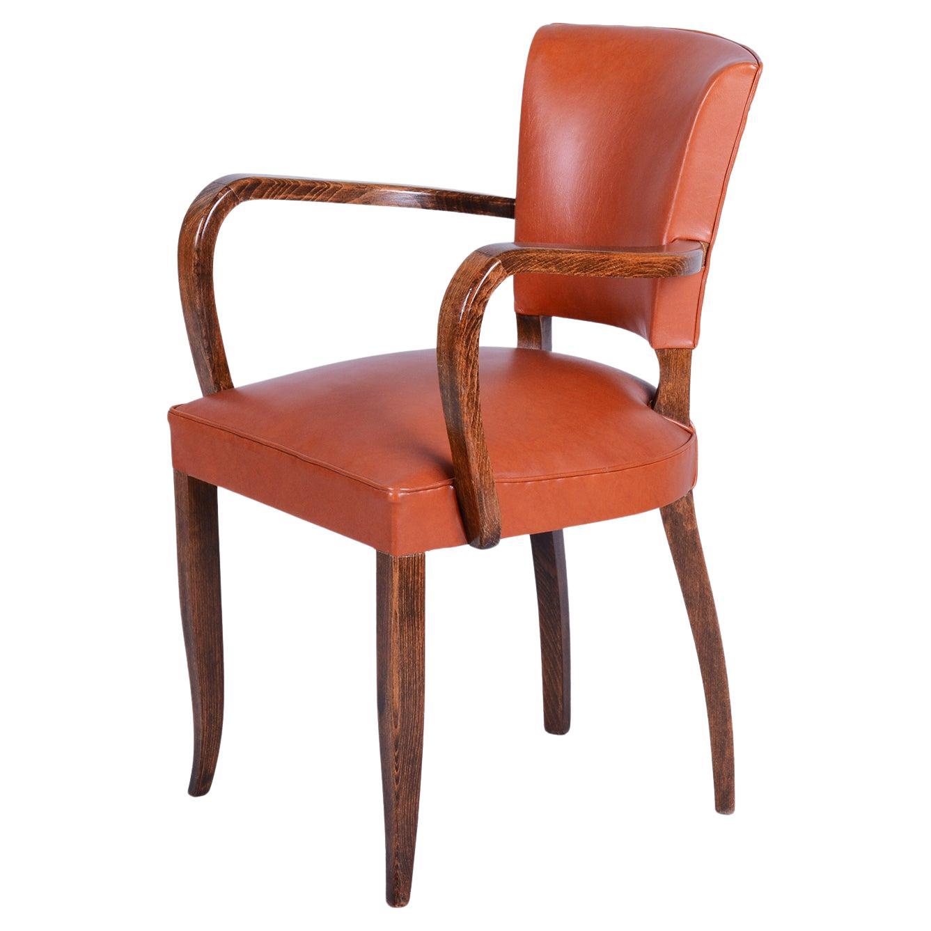 Restored Art Deco Armchair, by Jules Leleu, Beech, Revived Polish, France, 1930s