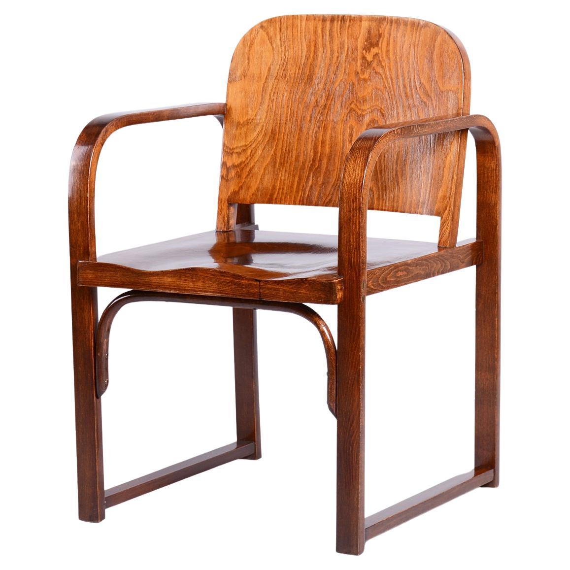 Restored Art Deco Armchair, by Tatra, Pravenec, Beech, Polished, Czech, 1930s