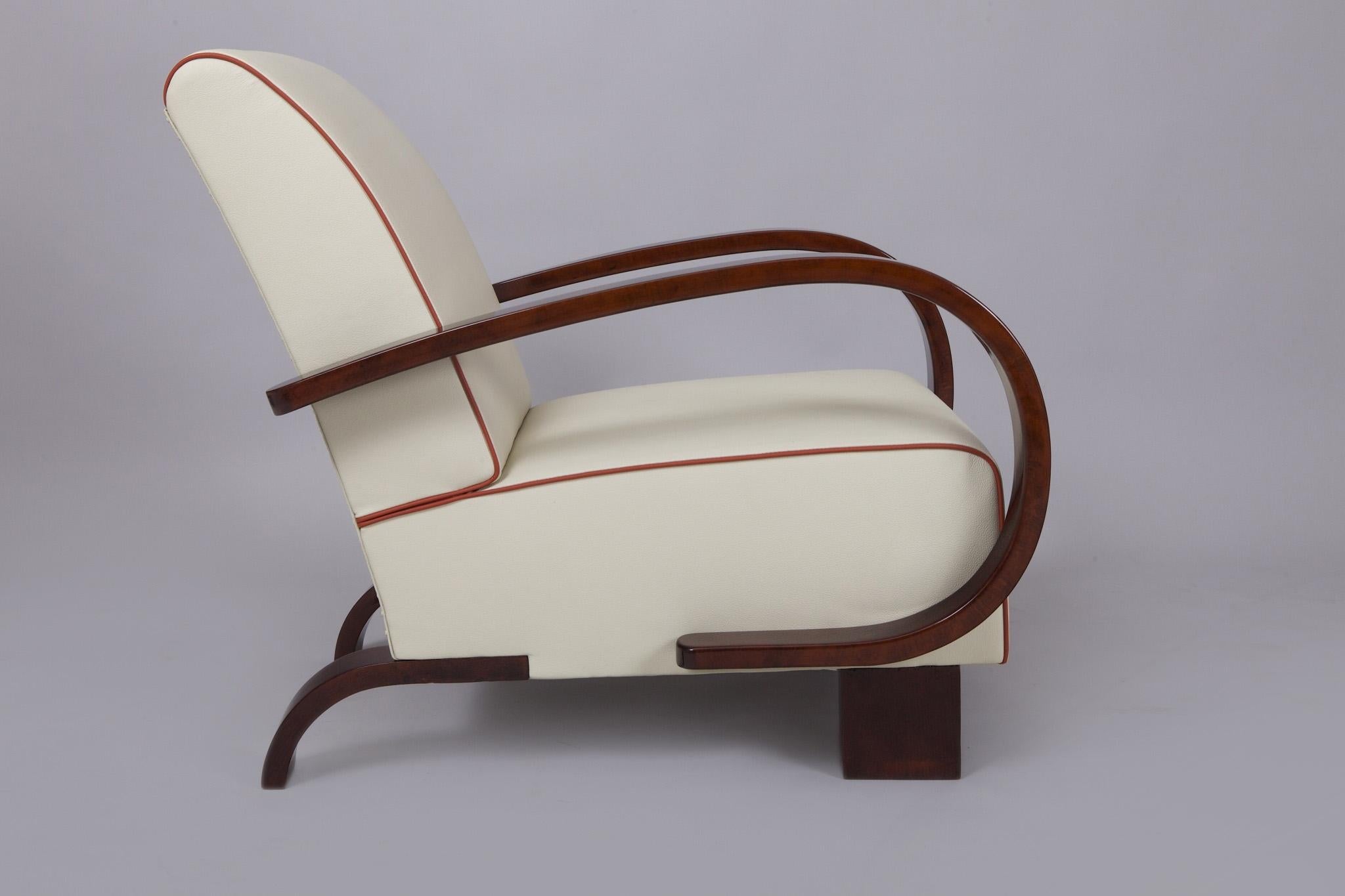 Poltrona Art Deco restaurata, noce, tappezzeria nuova, Repubblica Ceca, anni '30 in vendita 2