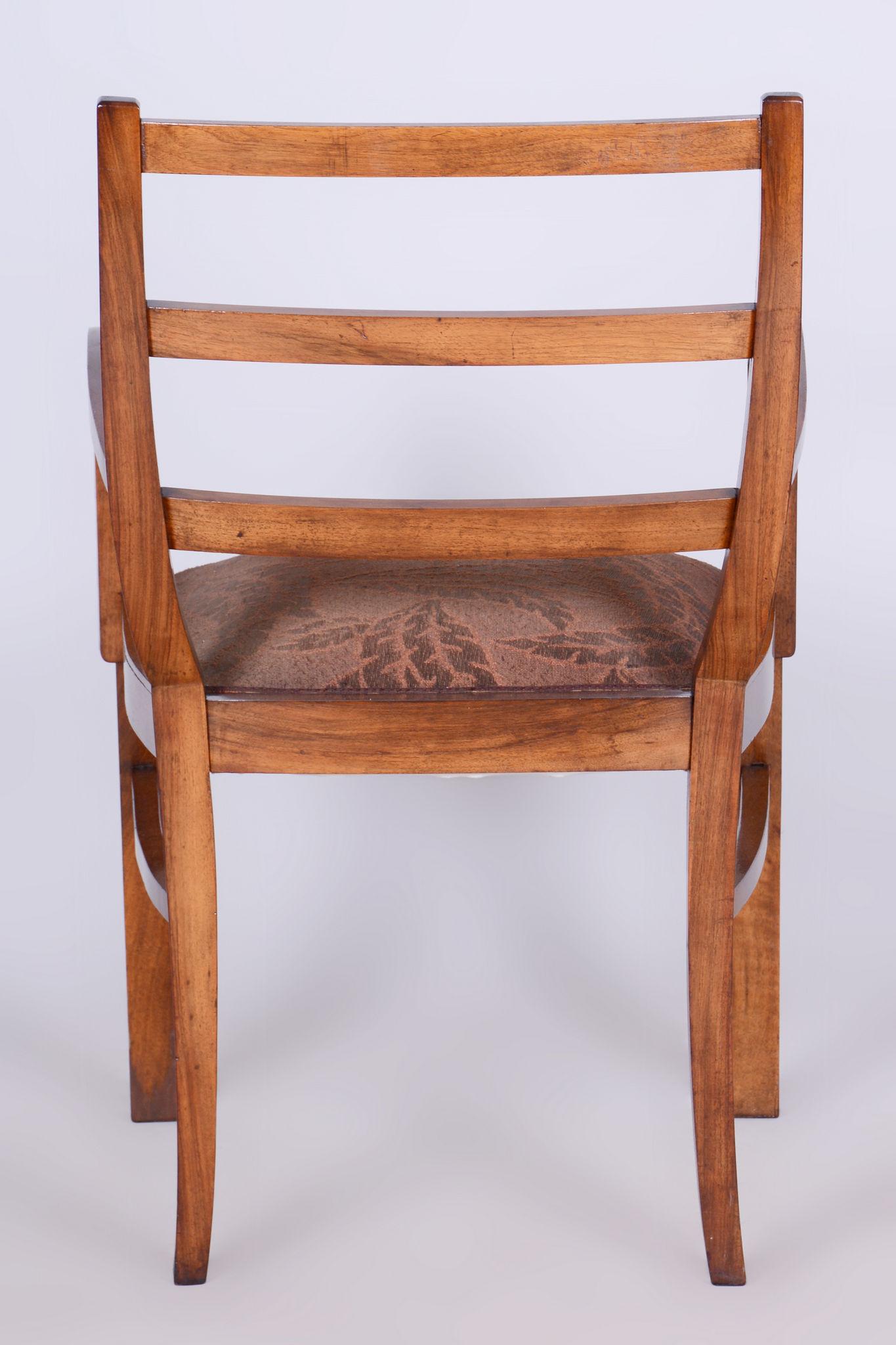 Restored Art Deco Armchair, Walnut, Original Upholstery, Czech, 1920s For Sale 6