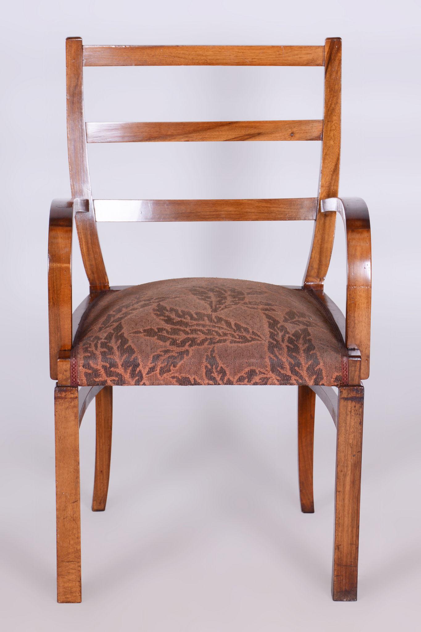 Restored Art Deco Armchair, Walnut, Original Upholstery, Czech, 1920s For Sale 2