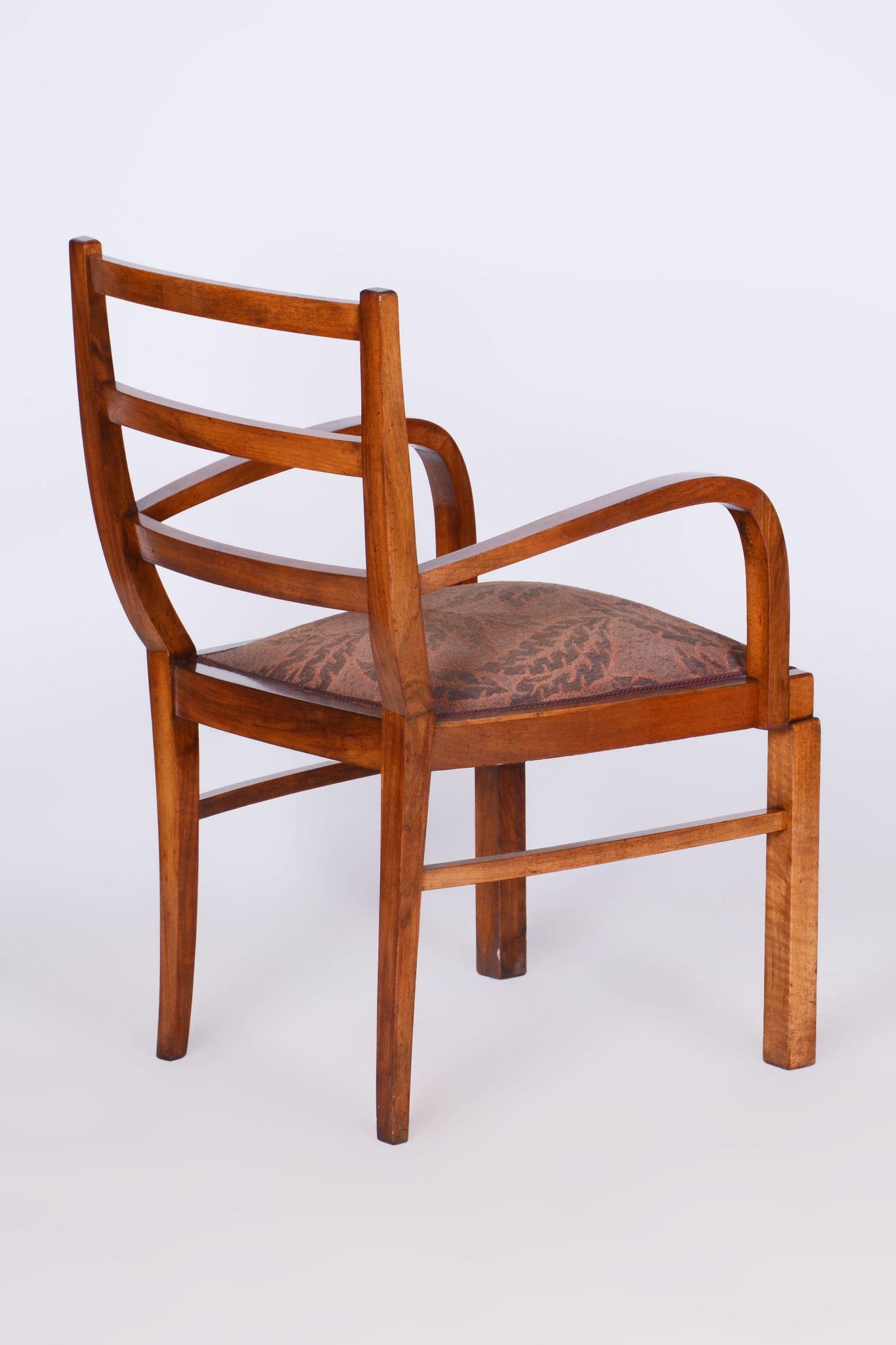 Restored Art Deco Armchair, Walnut, Original Upholstery, Czech, 1920s For Sale 5