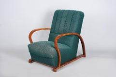 Restored Art Deco Armchair, Walnut, Original Upholstery, Polished, Czech, 1920s