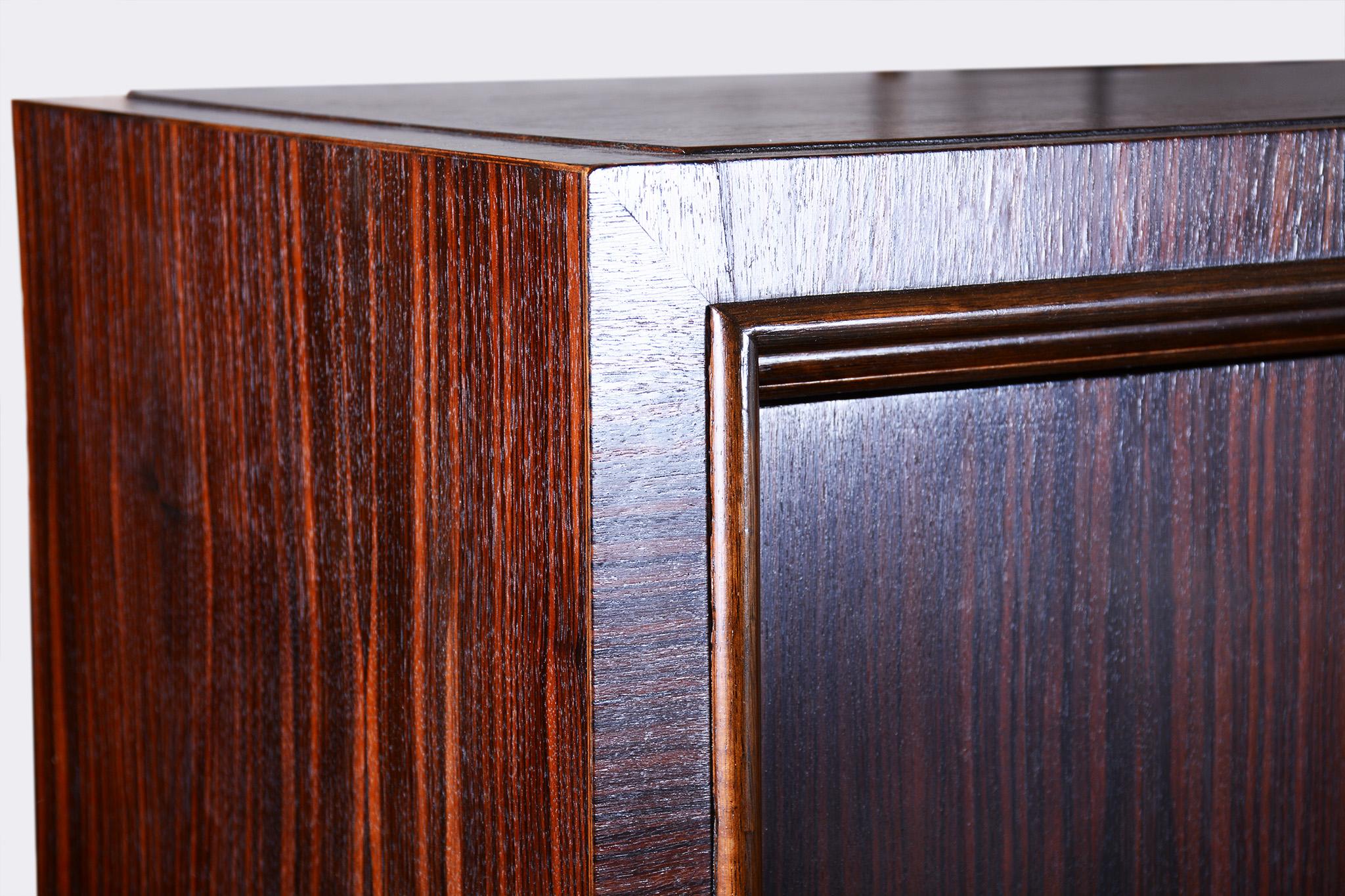 Restauriertes Art Deco Bücherregal, Eiche, Makassar-Ebenholz, poliert, Frankreich, 1920er Jahre im Angebot 5