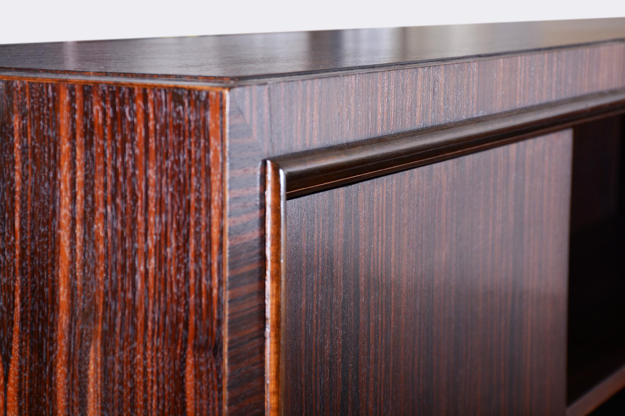 Restauriertes Art Deco Bücherregal, Eiche, Makassar-Ebenholz, poliert, Frankreich, 1920er Jahre im Angebot 6