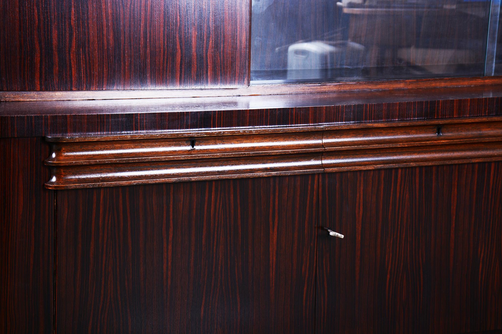 Restauriertes Art Deco Bücherregal, Eiche, Makassar-Ebenholz, poliert, Frankreich, 1920er Jahre (Art déco) im Angebot