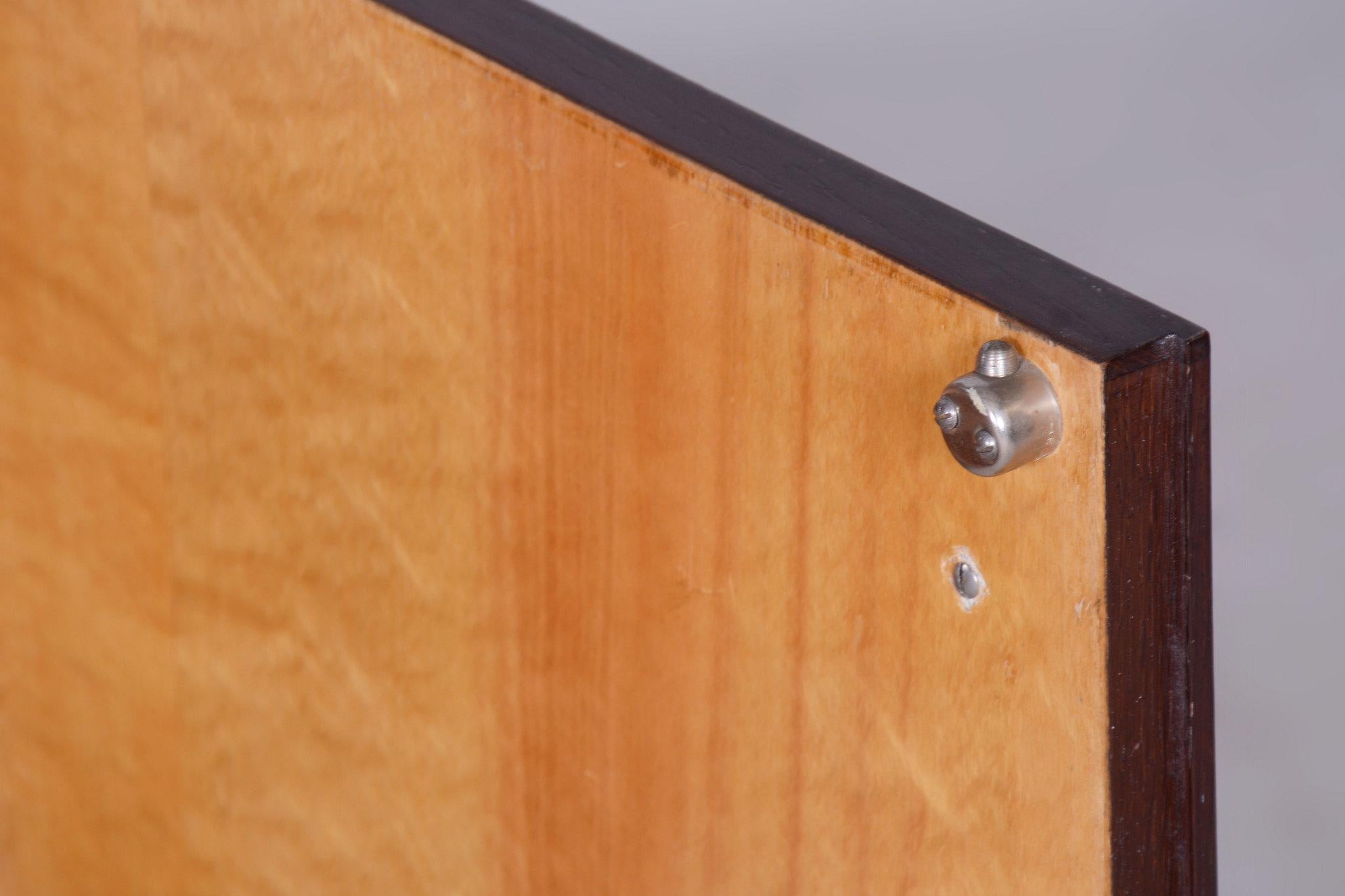 Restored Art Deco Cabinet, Oak, Maple and Glass, Polished, Czech, 1930s For Sale 7