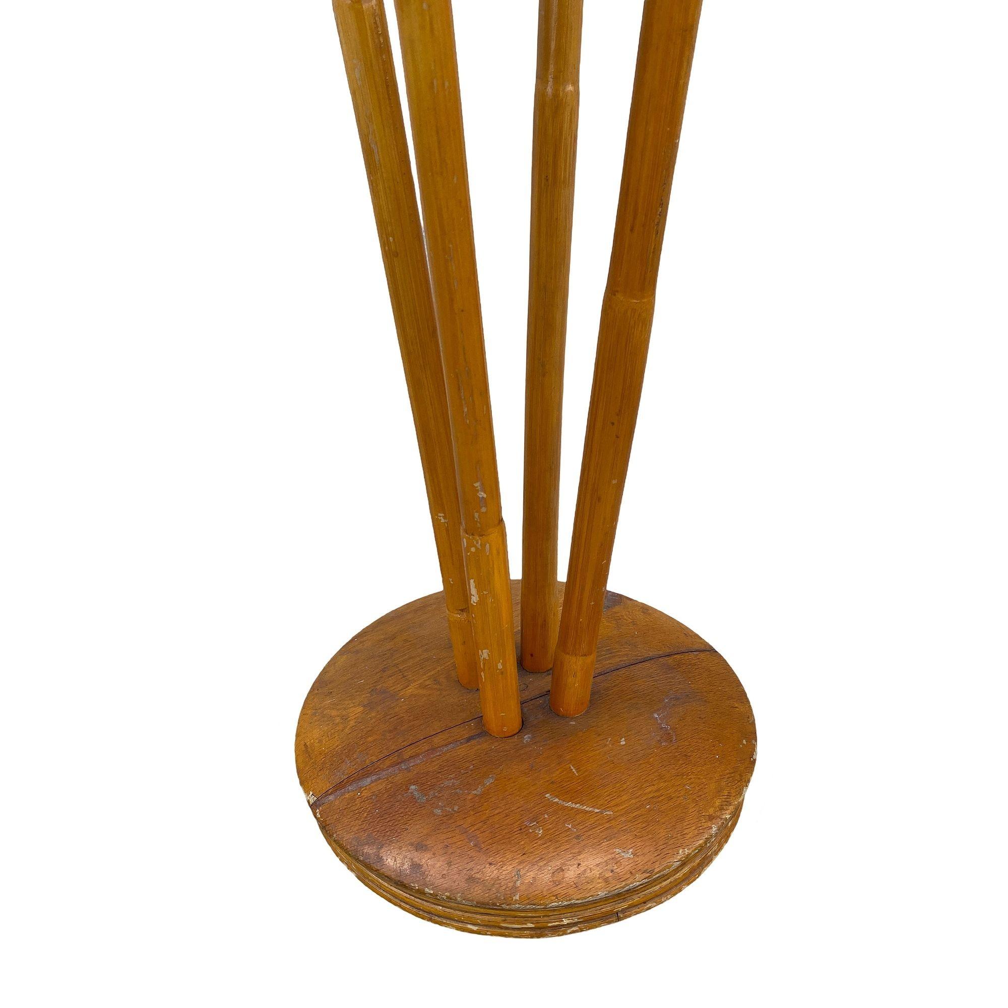 Mid-20th Century Restored Art Deco Carved Koa Wood and Rattan Smoke Ashtray Stand