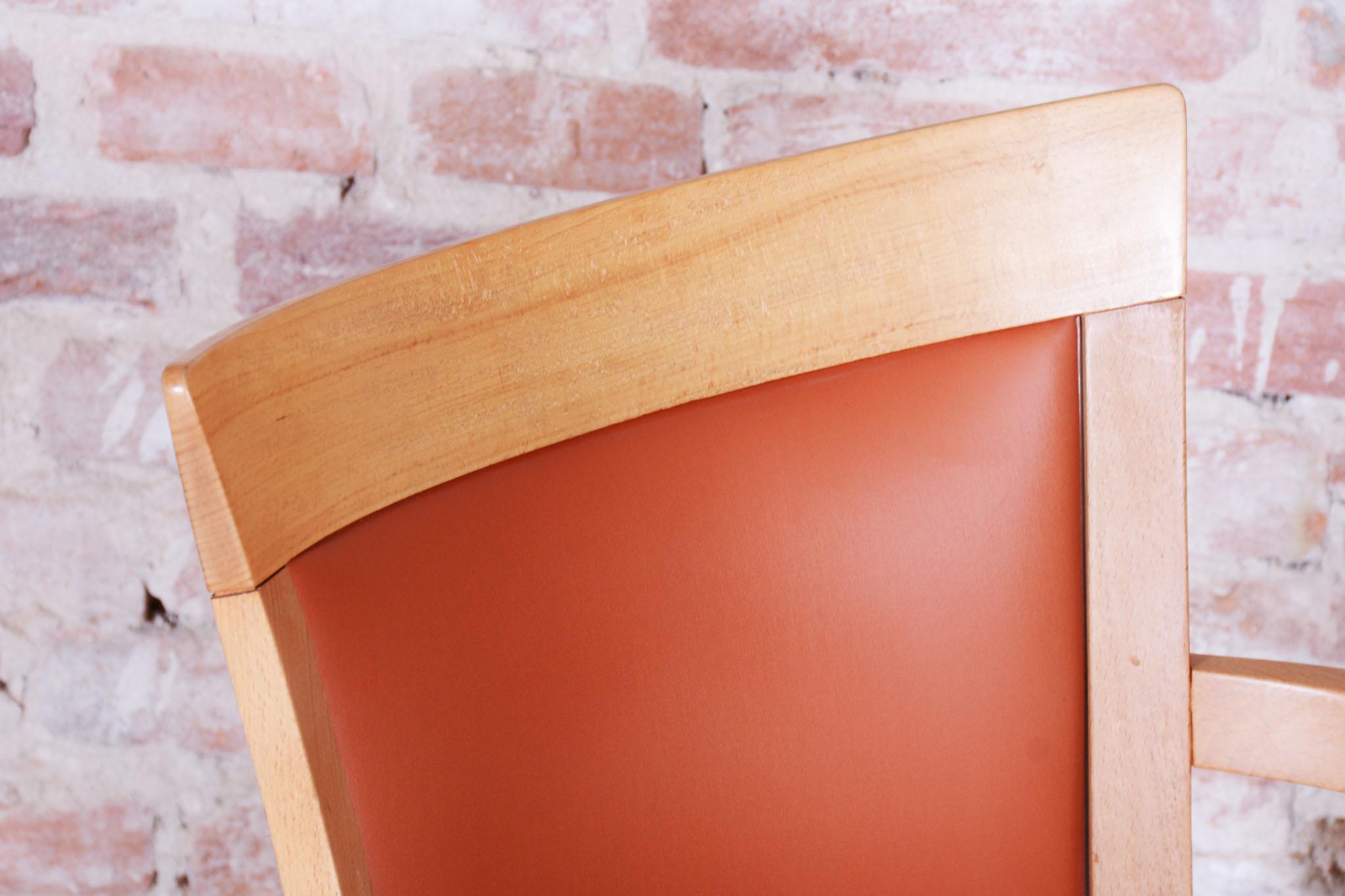 Silla Art Decó Restaurada, Haya, Polipiel, Retapizada, Italia, Años 80 en venta 2