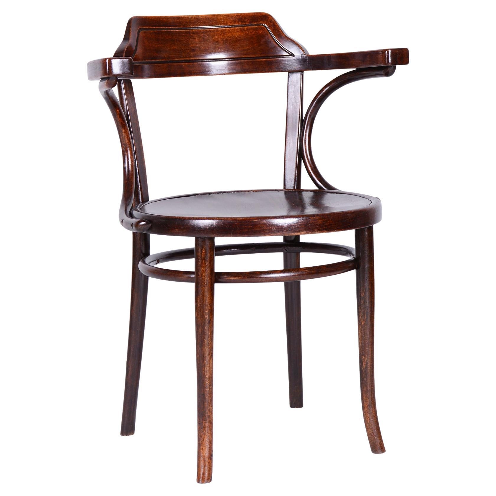 Restored Art Deco Chair, Beech Wood, Revived Polish, Czech, 1920s