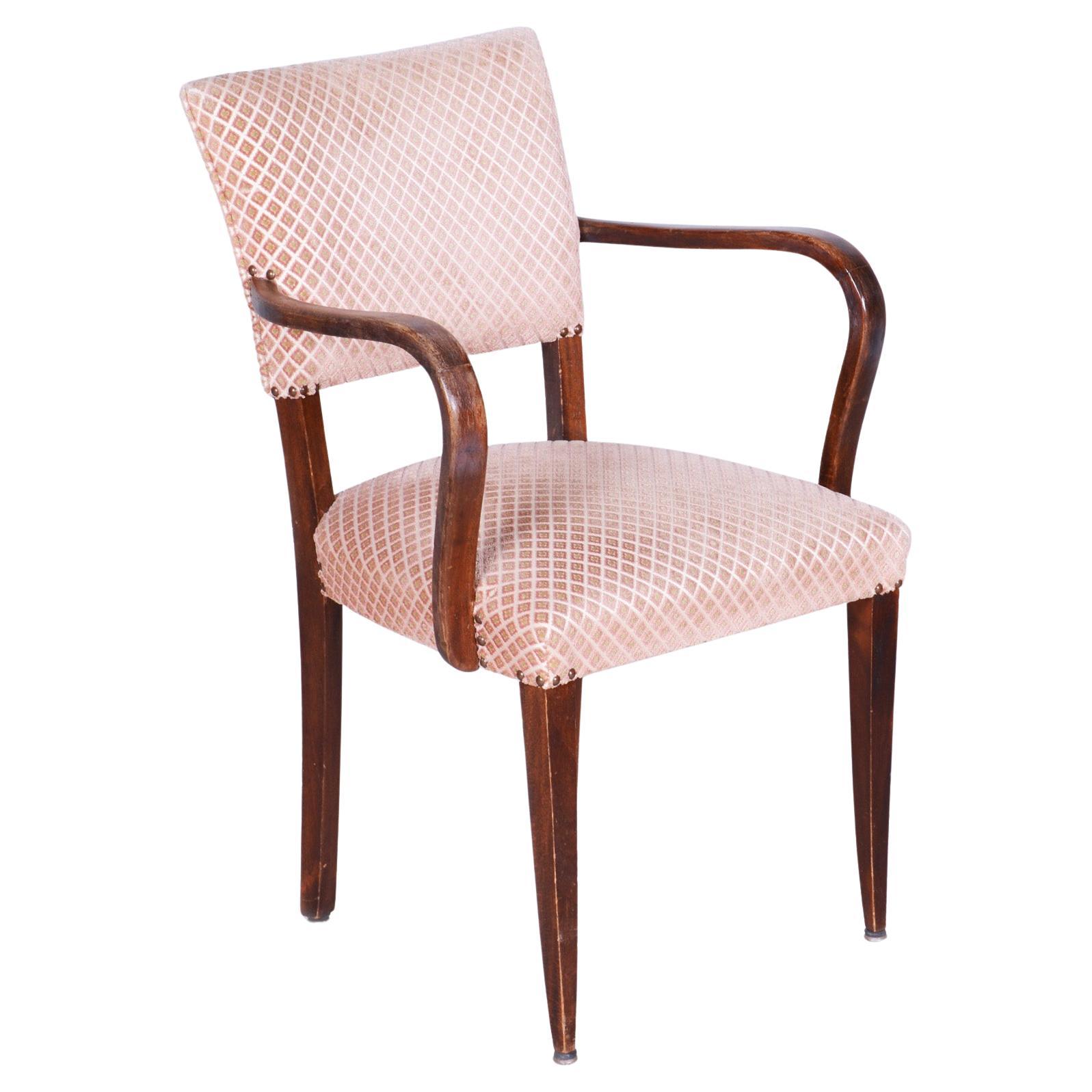 Restored Art Deco Chair, by Jules Leleu, Beech, Reupholstered, France, 1930s