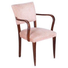 Restored Art Deco Chair, by Jules Leleu, Beech, Reupholstered, France, 1930s