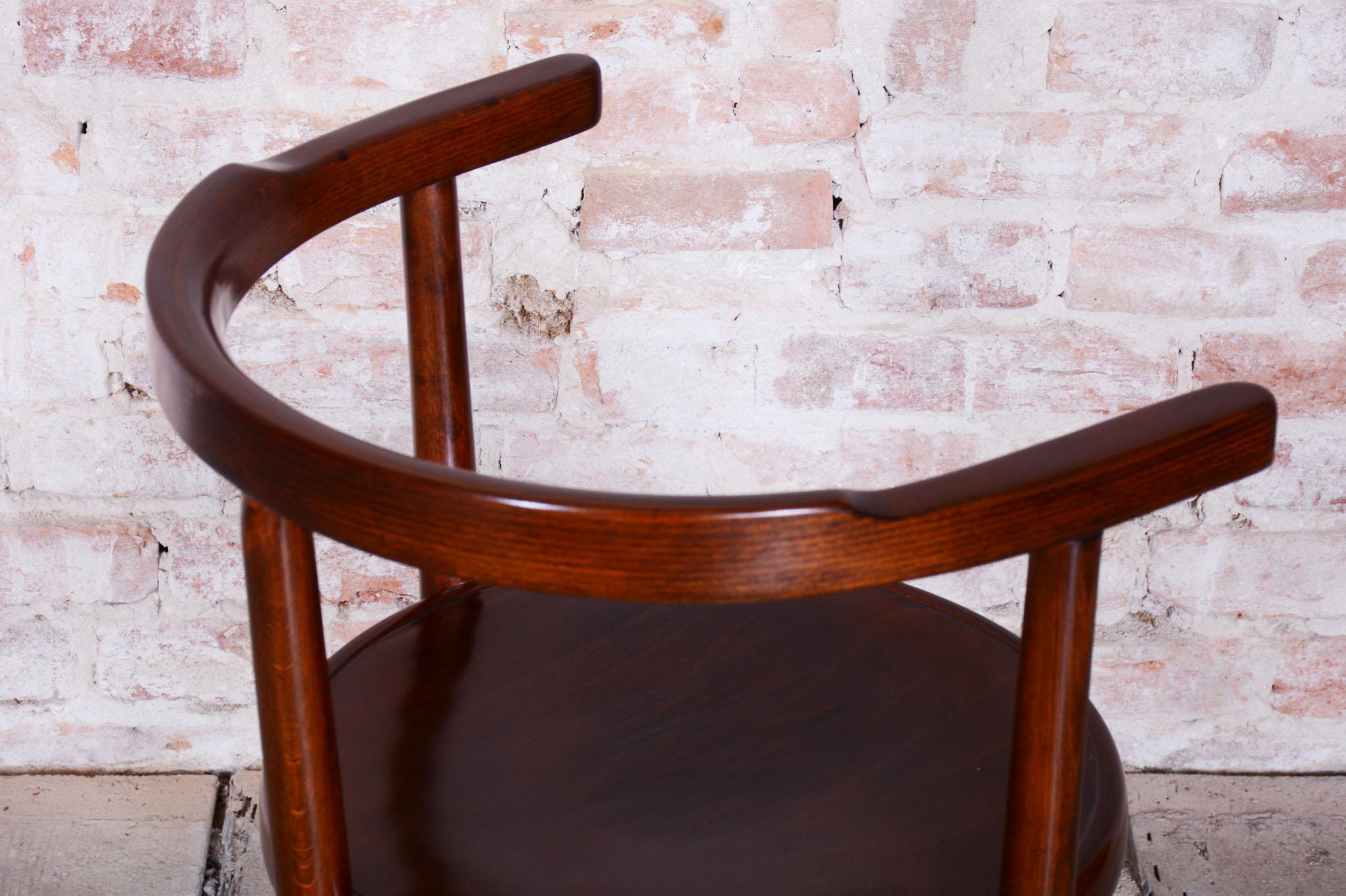 Restored Art Deco Chair, by Thonet, Beech, Revived Polish, Czech, 1920s For Sale 2