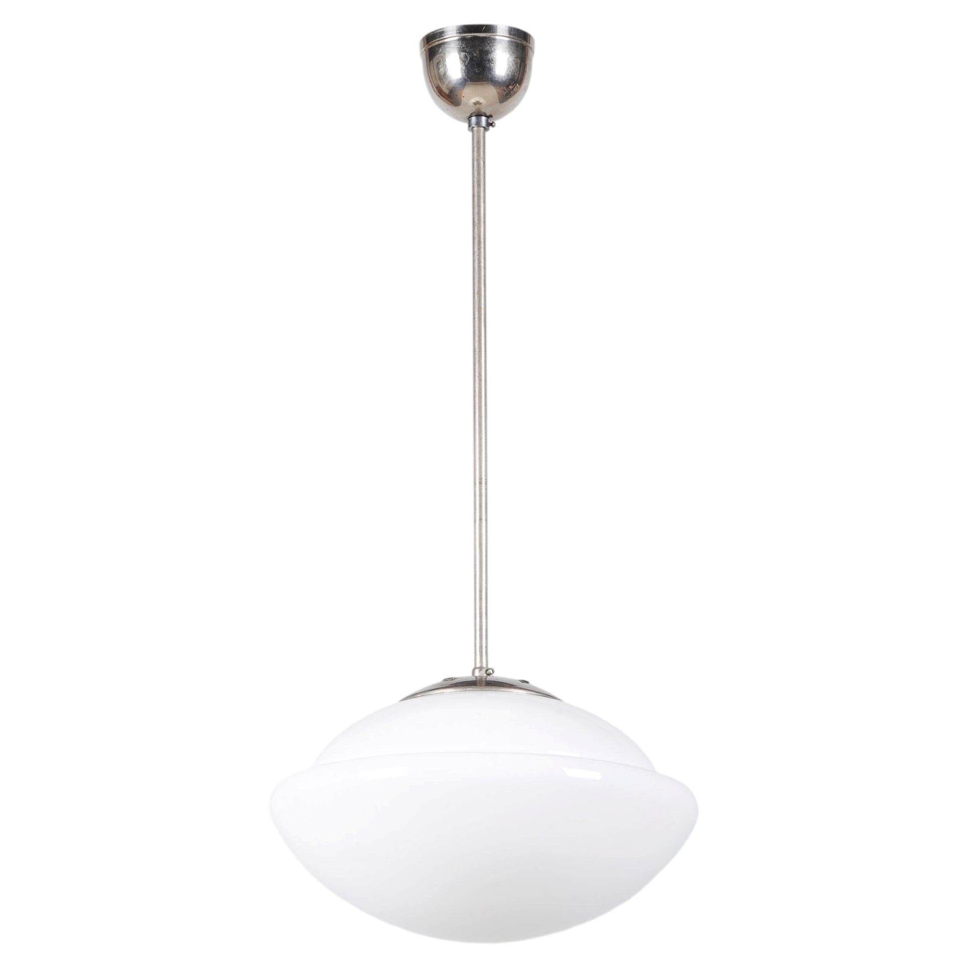 Restored Art Deco Chandelier, by Napako, Type 4121, Chrome, Glass, Czech, 1930s